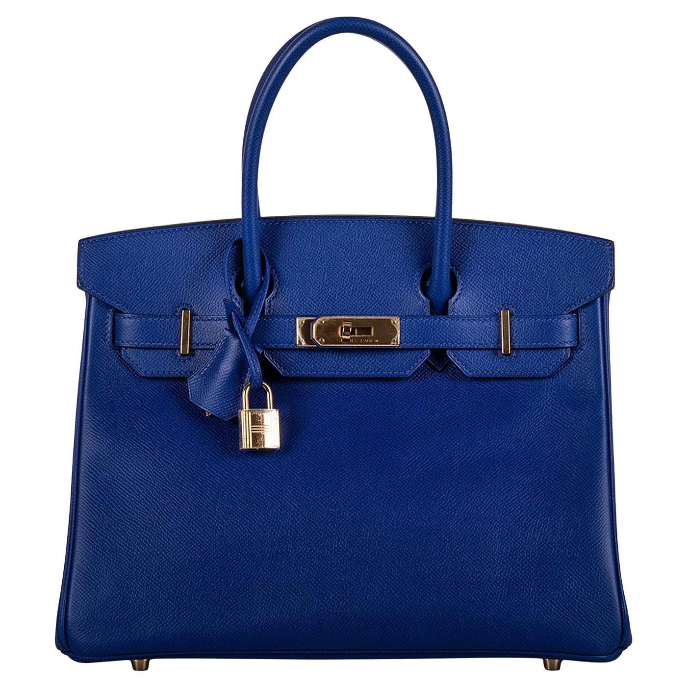 Hermès Birkin 30 Bleu Electrique Epsom Leather With Gold Hardware Handbag