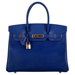 Hermès Birkin 30 Bleu Electrique Epsom Leather With Gold Hardware Handbag