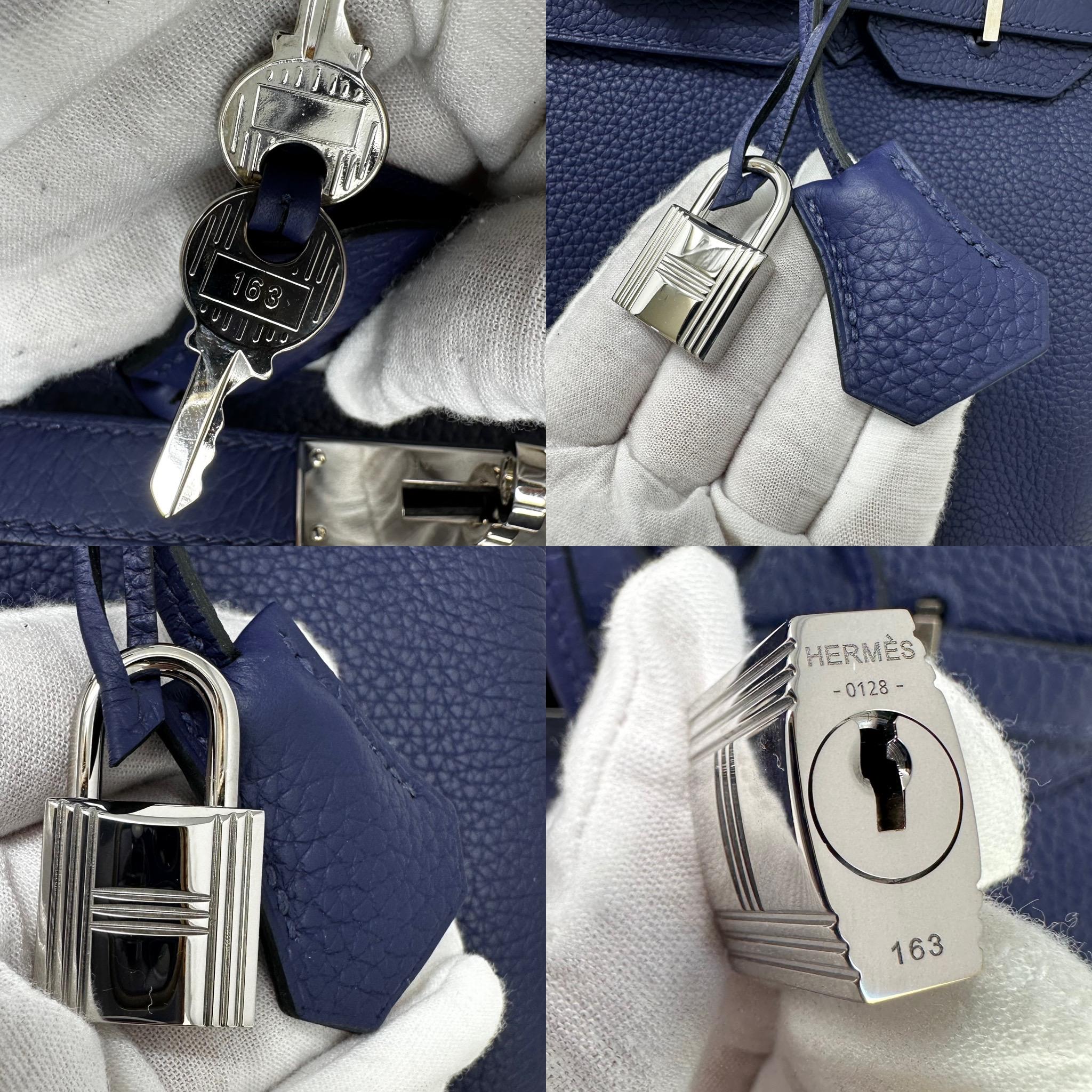 HERMES Birkin 30 Bleu Encre Clemence Leather Palladium Hardware 6
