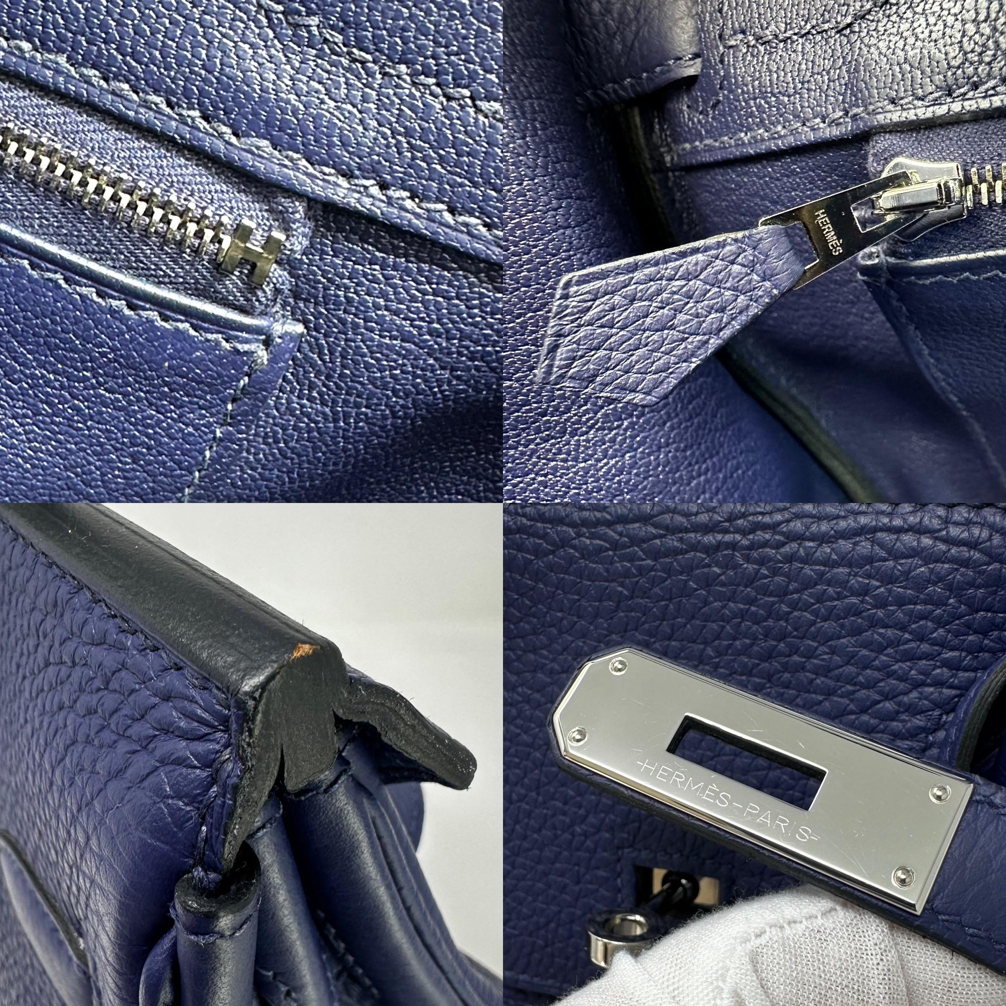 HERMES Birkin 30 Bleu Encre Clemence Leather Palladium Hardware 7