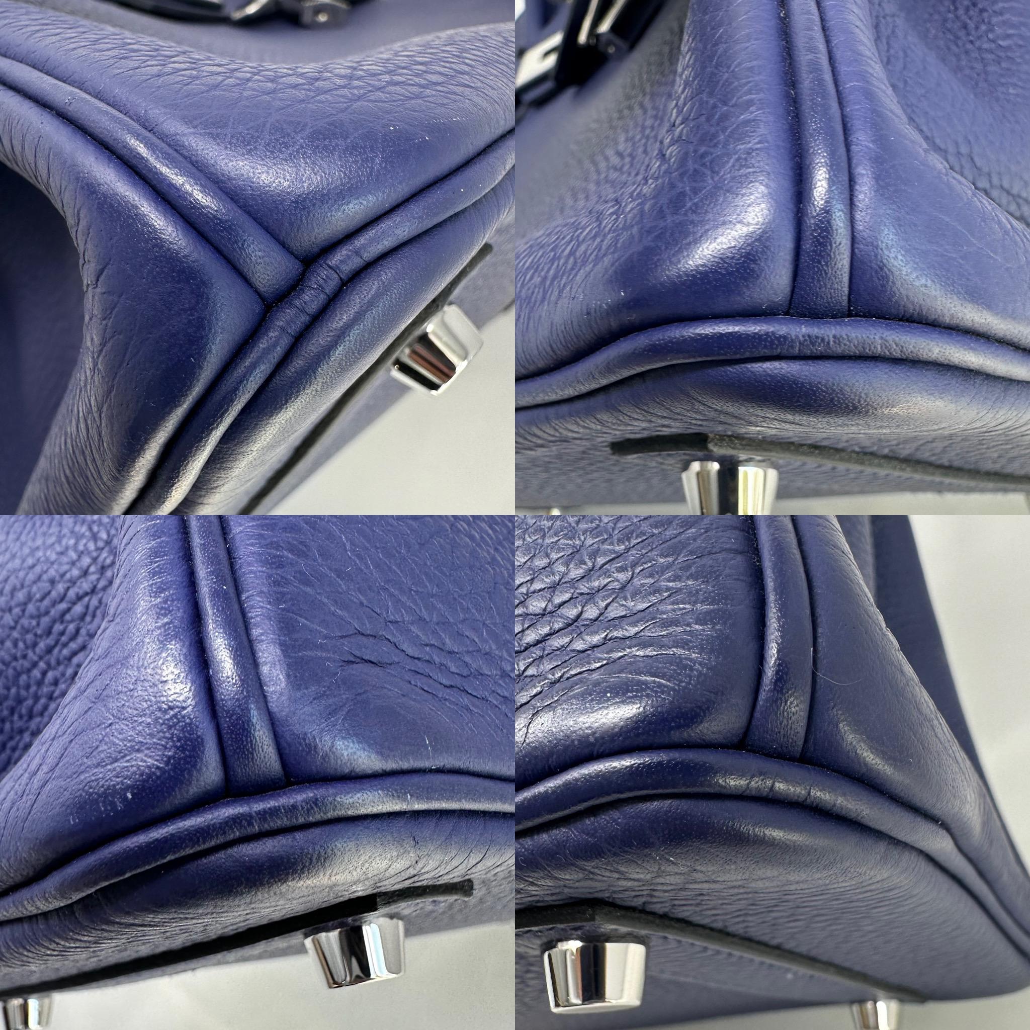 HERMES Birkin 30 Bleu Encre Clemence Leather Palladium Hardware 8
