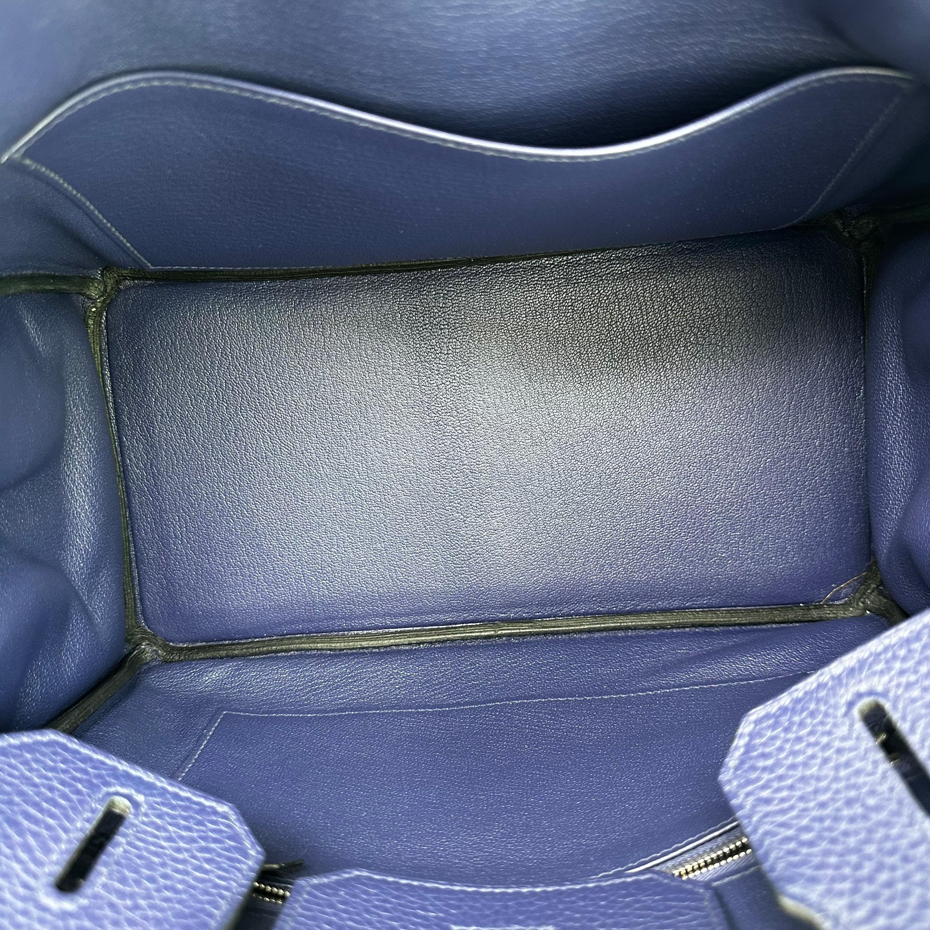 HERMES Birkin 30 Bleu Encre Clemence Leather Palladium Hardware 1