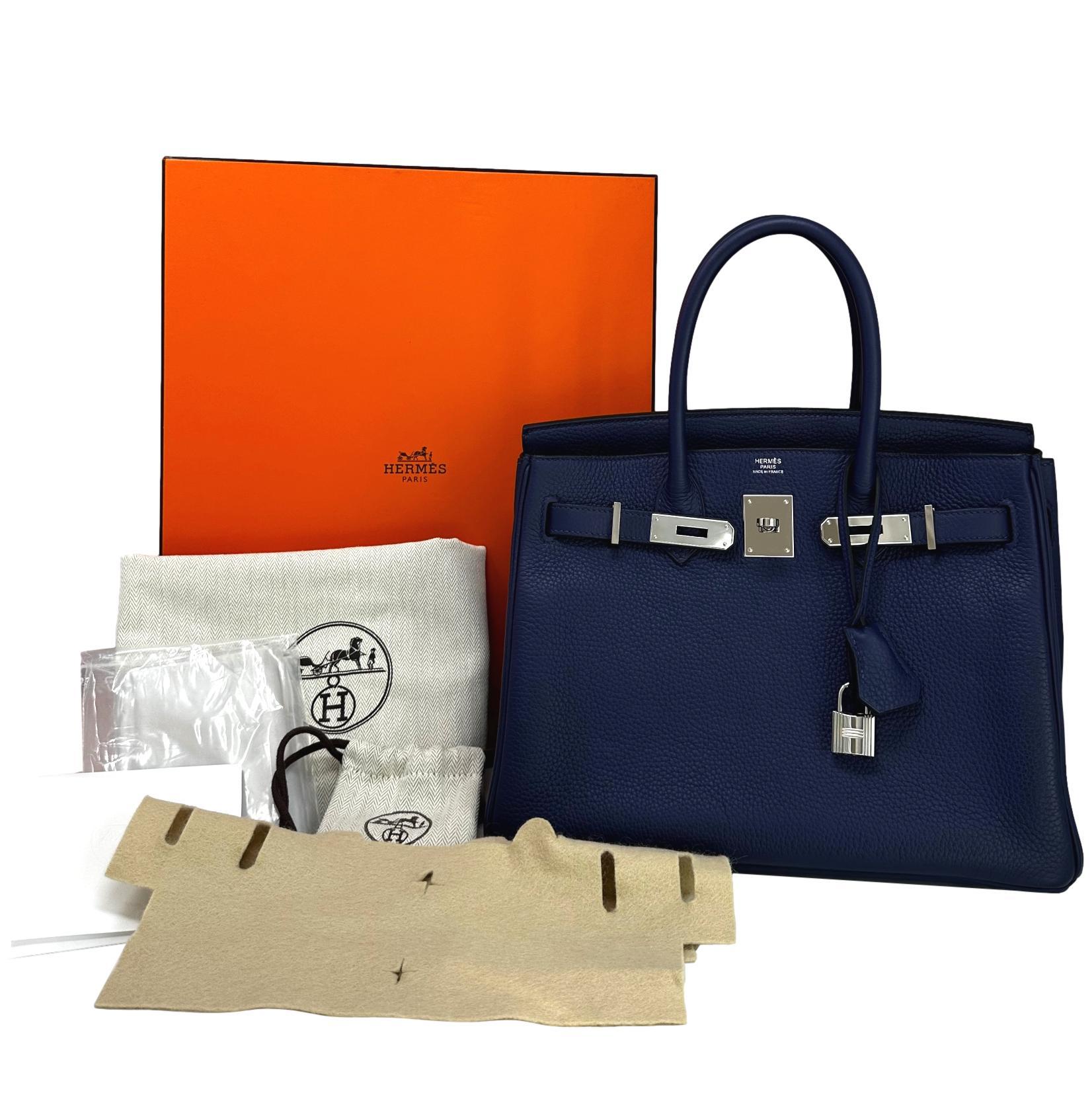HERMES Birkin 30 Bleu Encre Clemence Leather Palladium Hardware 2