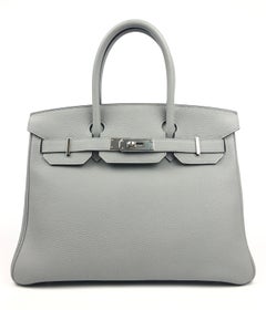 Hermes Birkin 30 Bleu Glacier Blue Gray Grey Togo Palladium Hardware