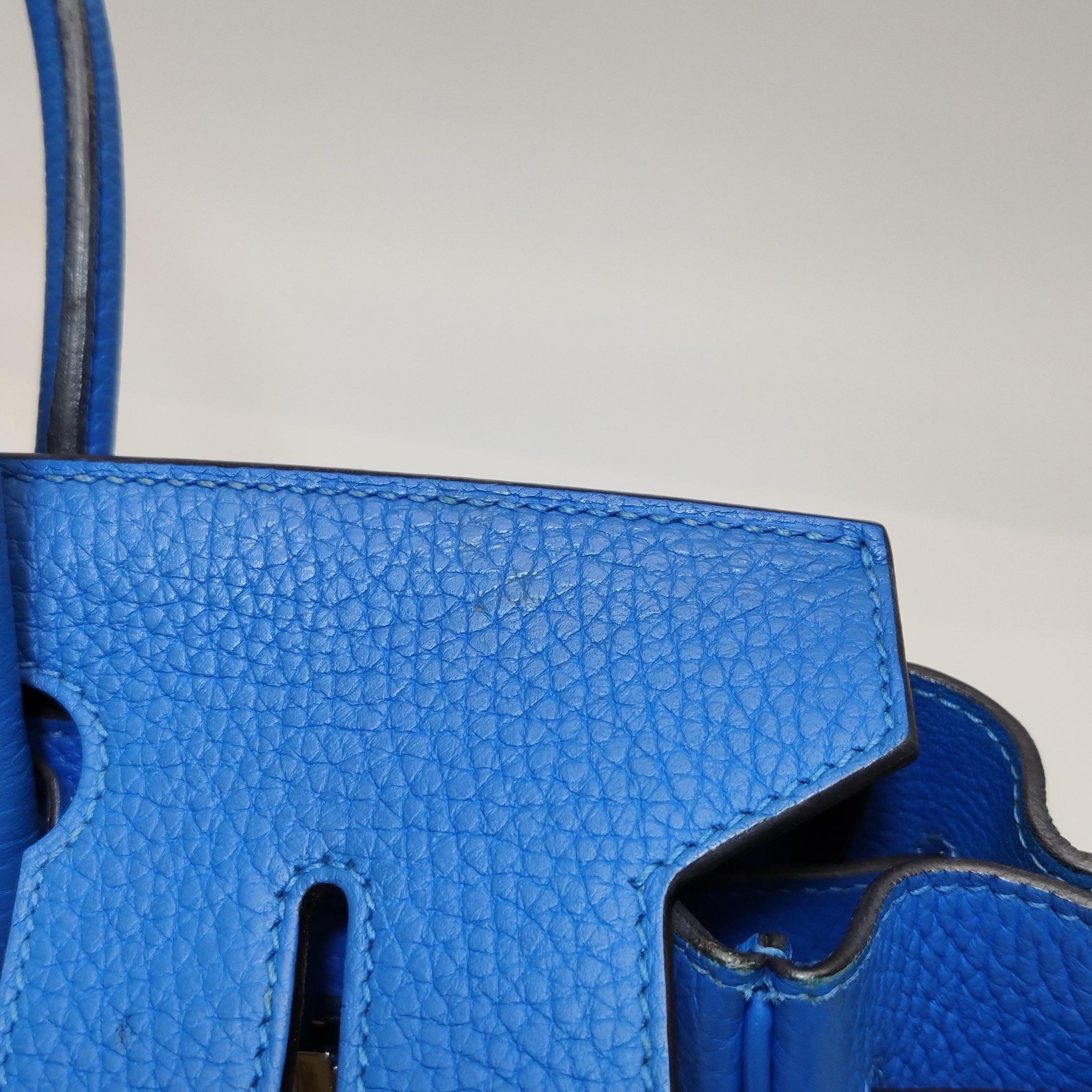 Hermes Birkin 30 Bleu Hydra T7 Togo Calfskin Leather Silver-tone Palladium Hardw 11