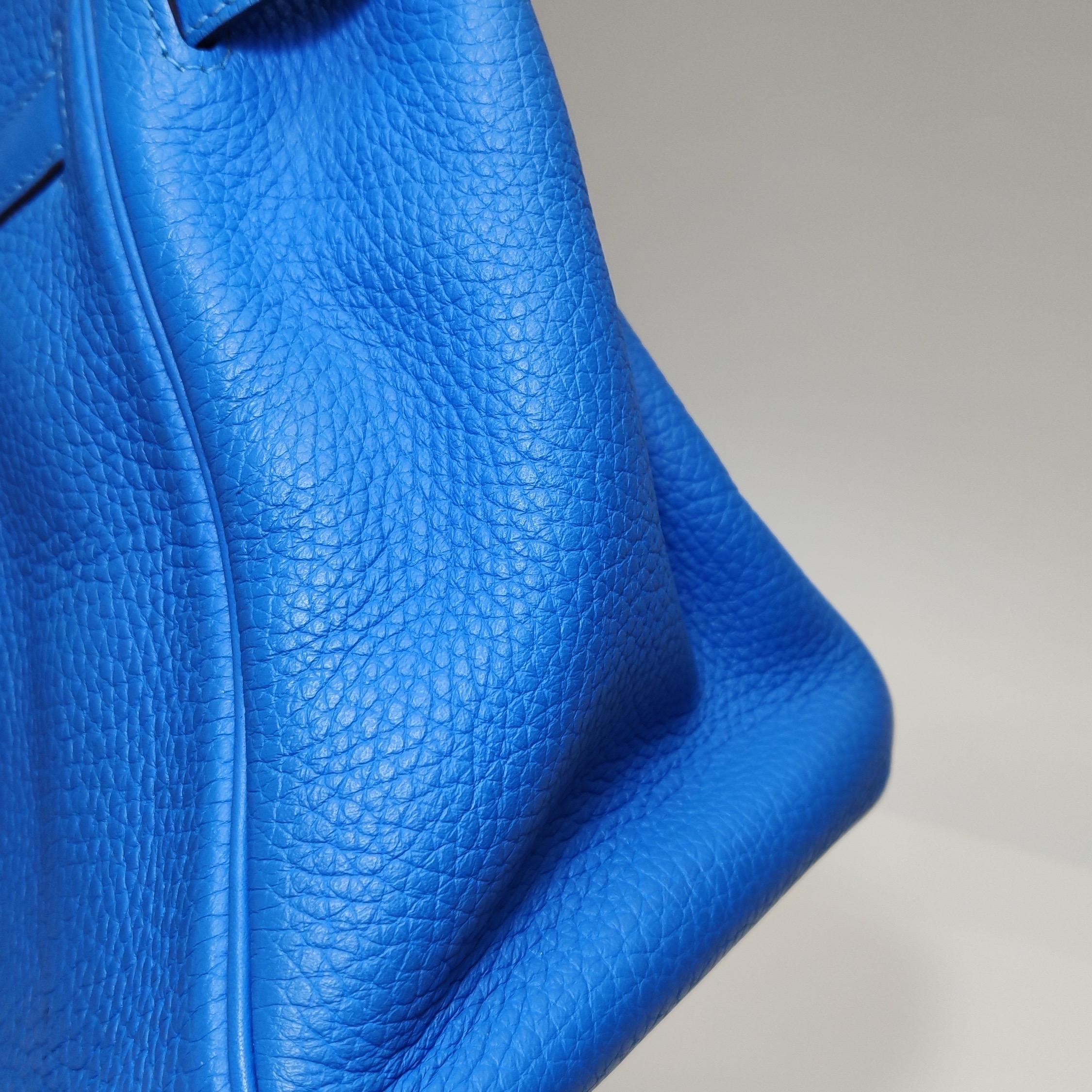 Hermes Birkin 30 Bleu Hydra T7 Togo Calfskin Leather Silver-tone Palladium Hardw 15