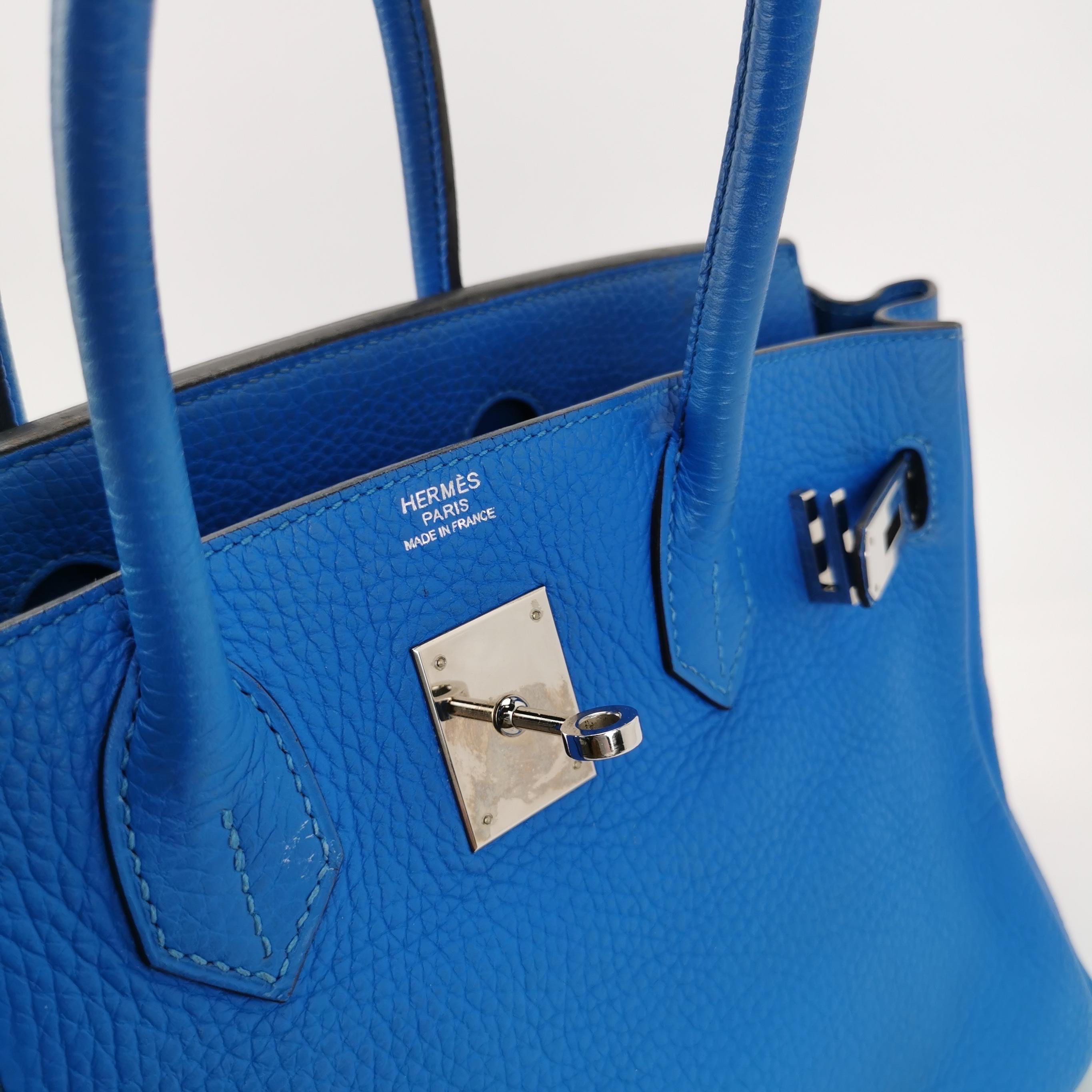 Hermes Birkin 30 Bleu Hydra T7 Togo Calfskin Leather Silver-tone Palladium Hardw 3