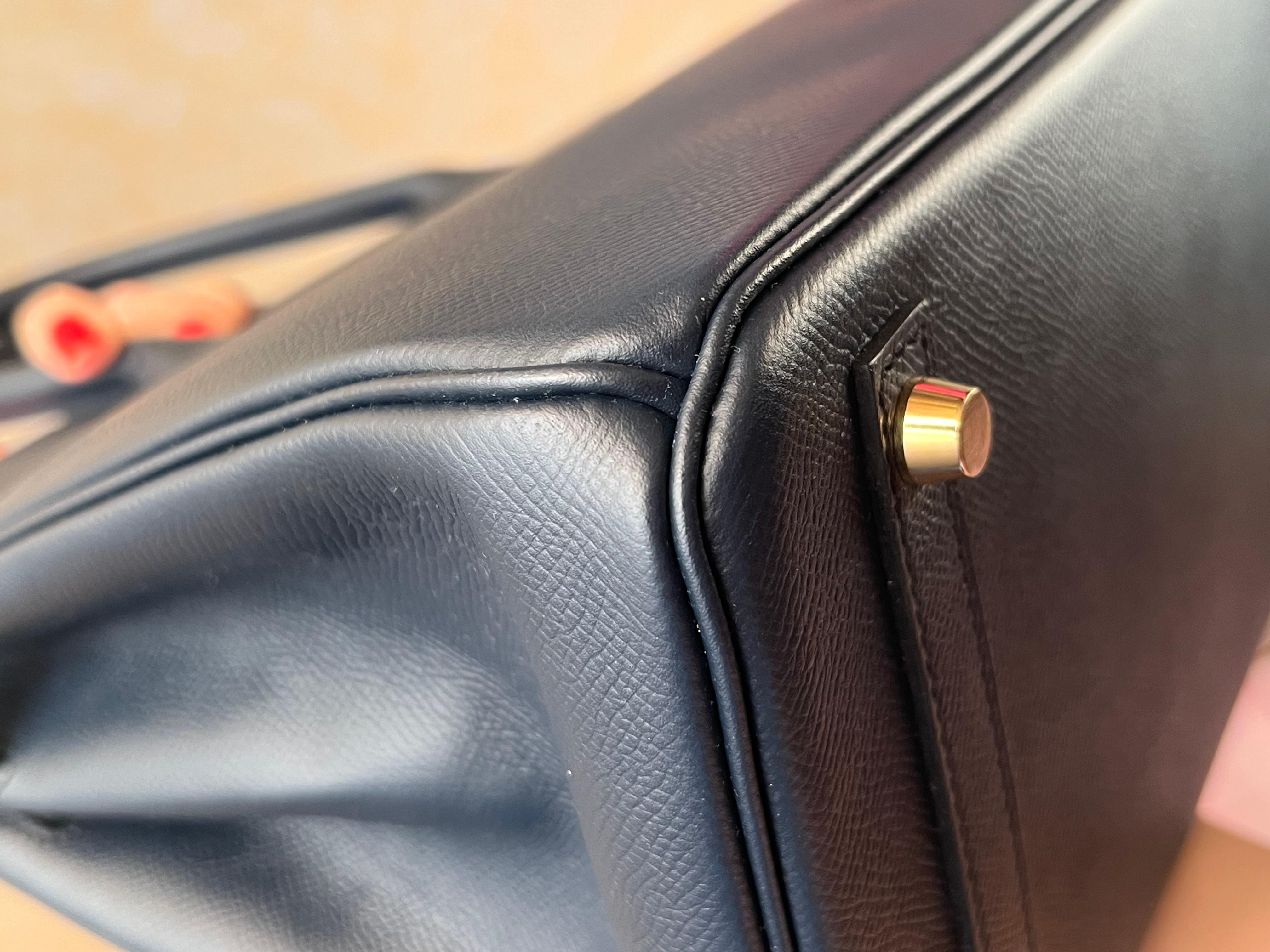 Sac Hermes Birkin 30 Bleu Nuit Epsom en vente 6