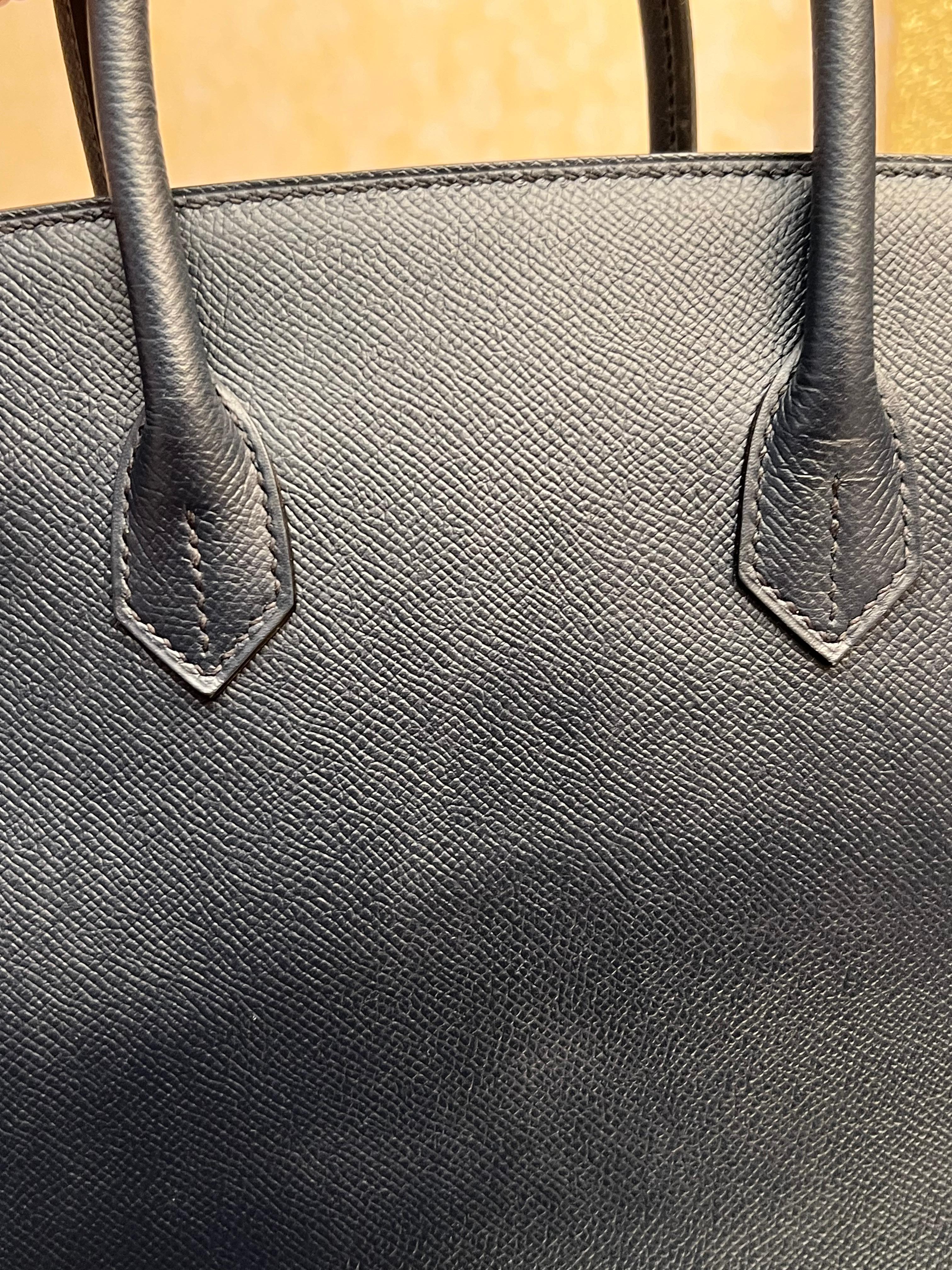 Sac Hermes Birkin 30 Bleu Nuit Epsom en vente 7