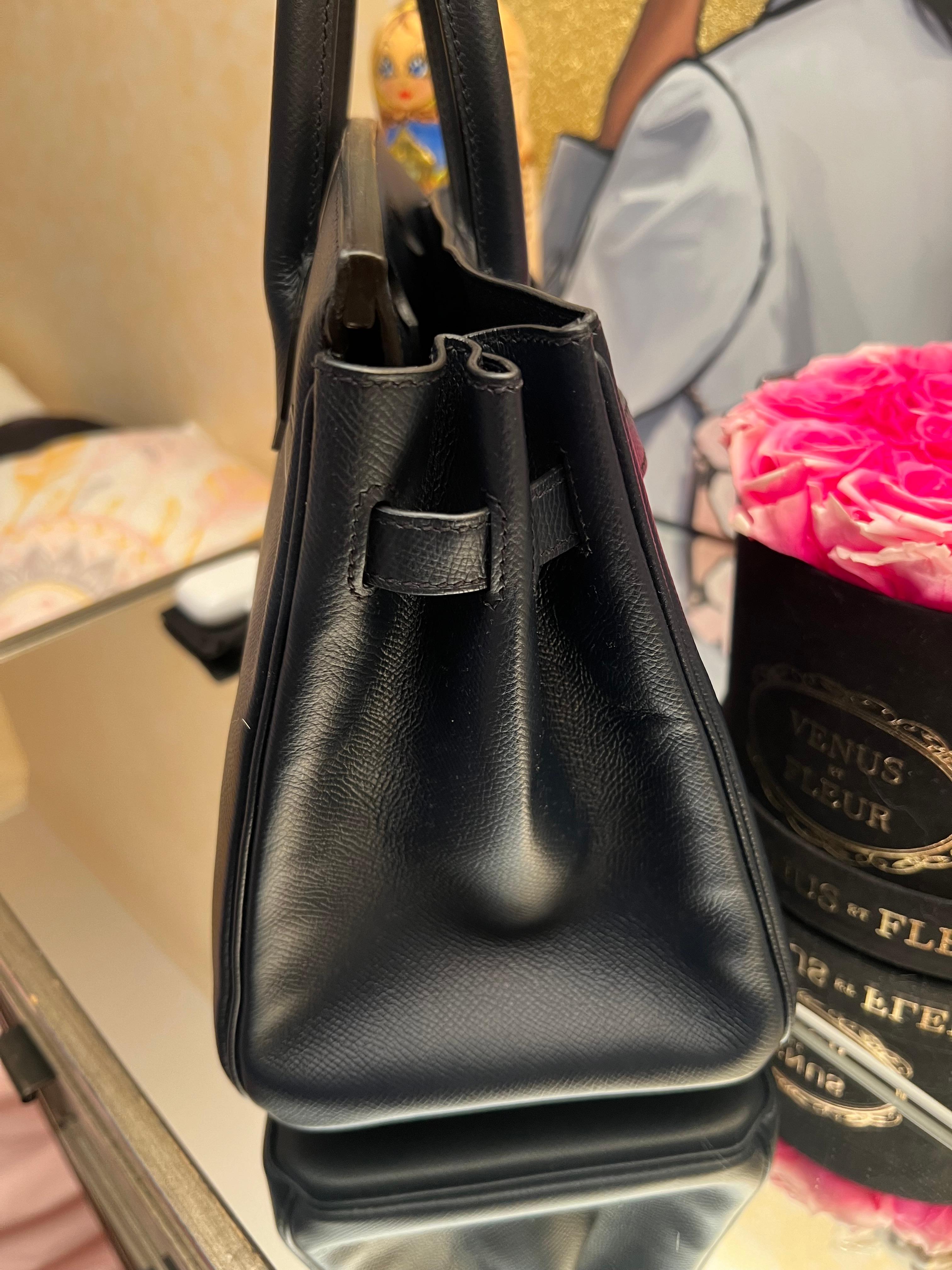 Sac Hermes Birkin 30 Bleu Nuit Epsom Excellent état - En vente à New York, NY