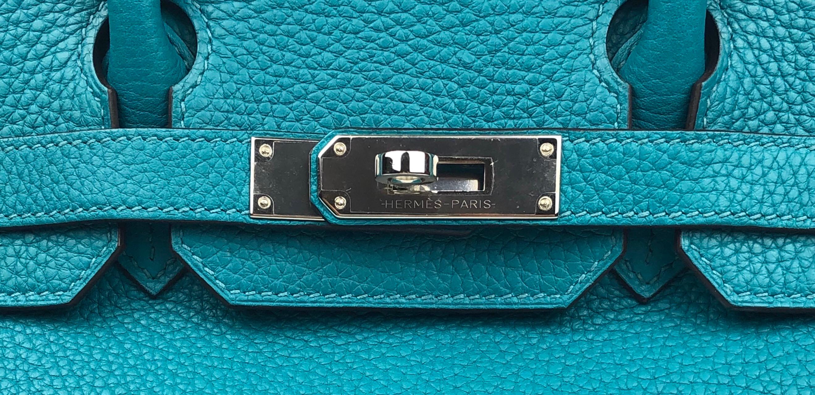 Women's or Men's Hermes Birkin 30 Bleu Paon Palladium Hardware 2017