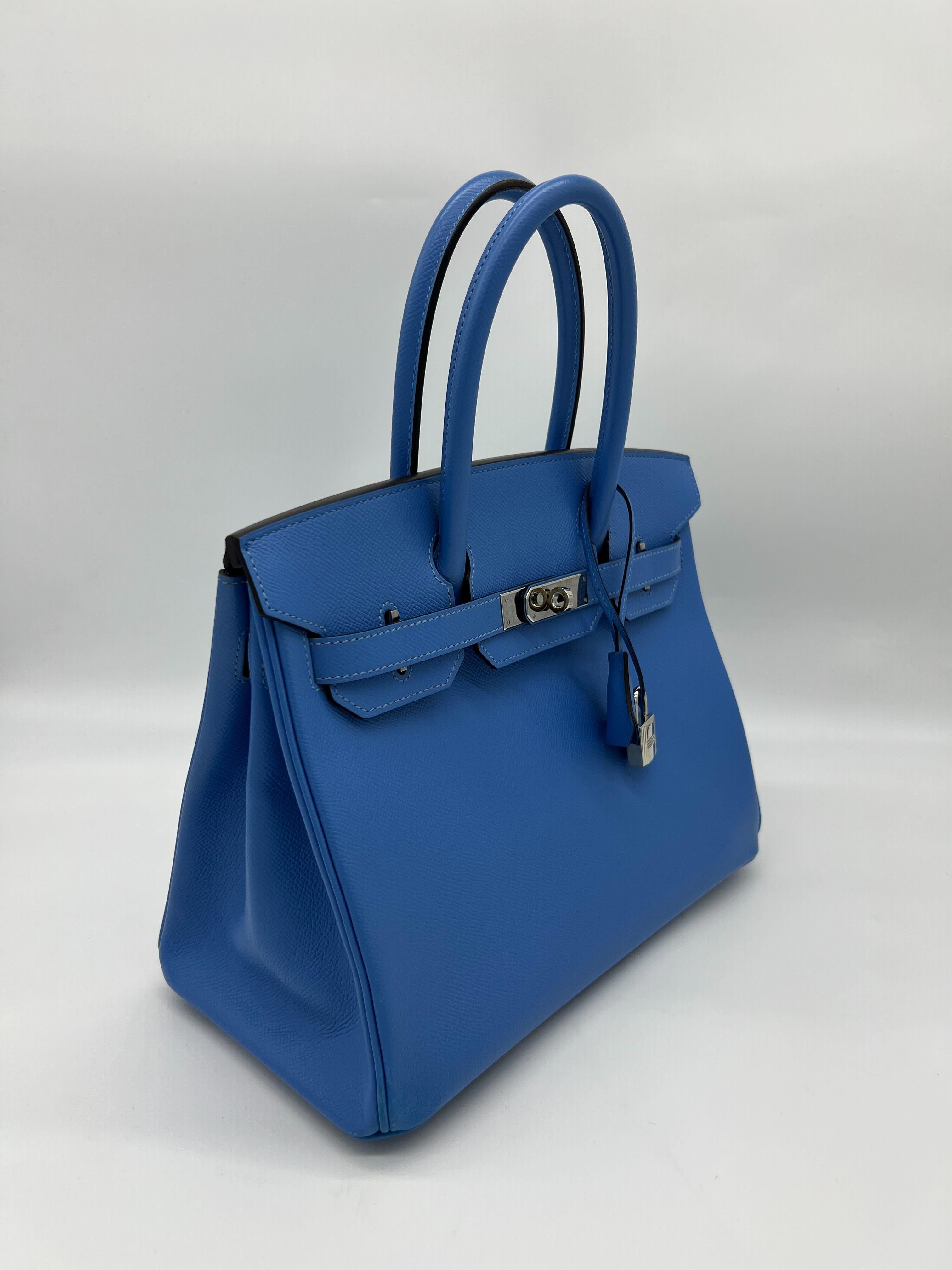Women's or Men's Hermès Birkin 30 Bleu Paradis Epsom Palladium Hardware For Sale