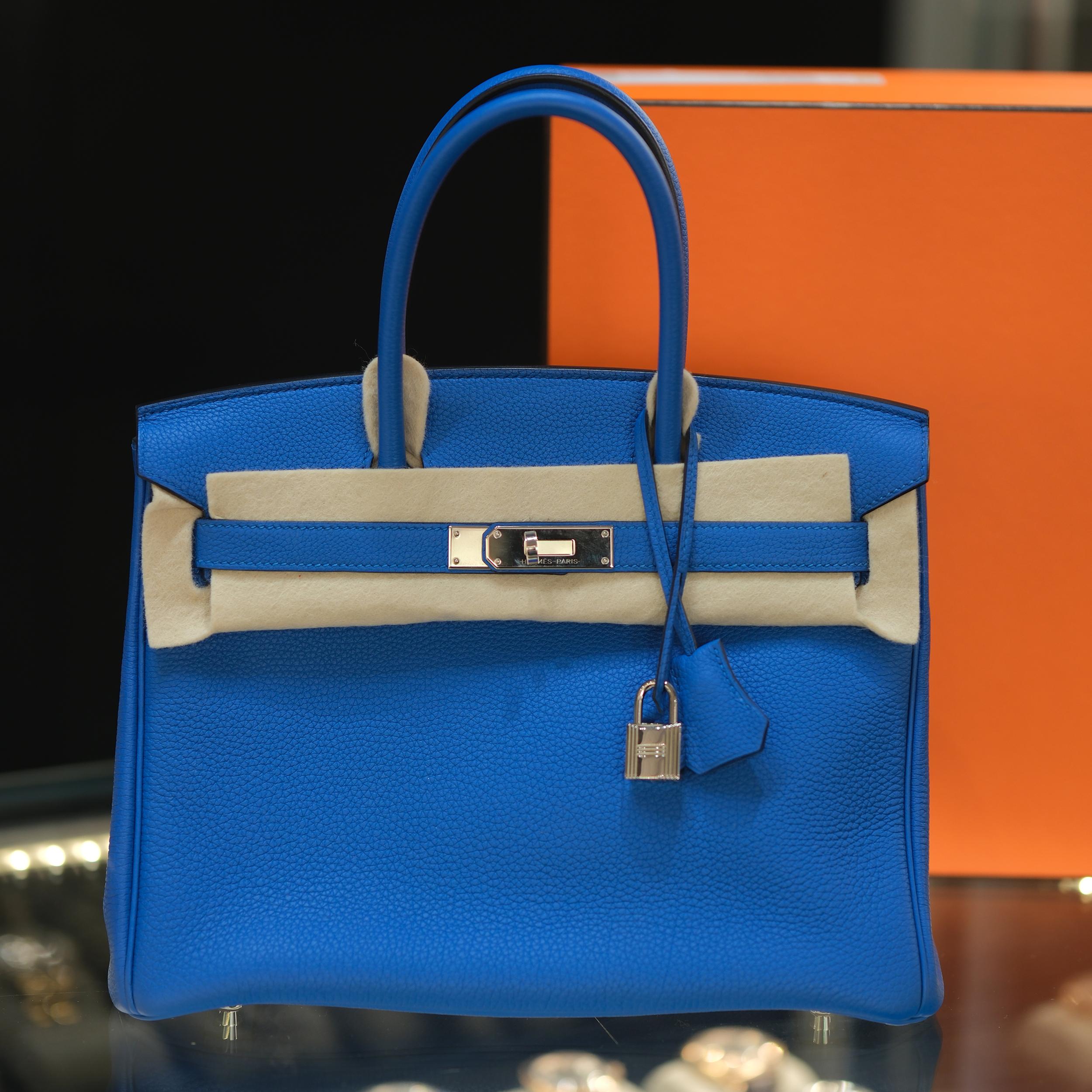 Hermès Birkin 30 Bleu Royal Togo avec quincaillerie en palladium Pour femmes en vente