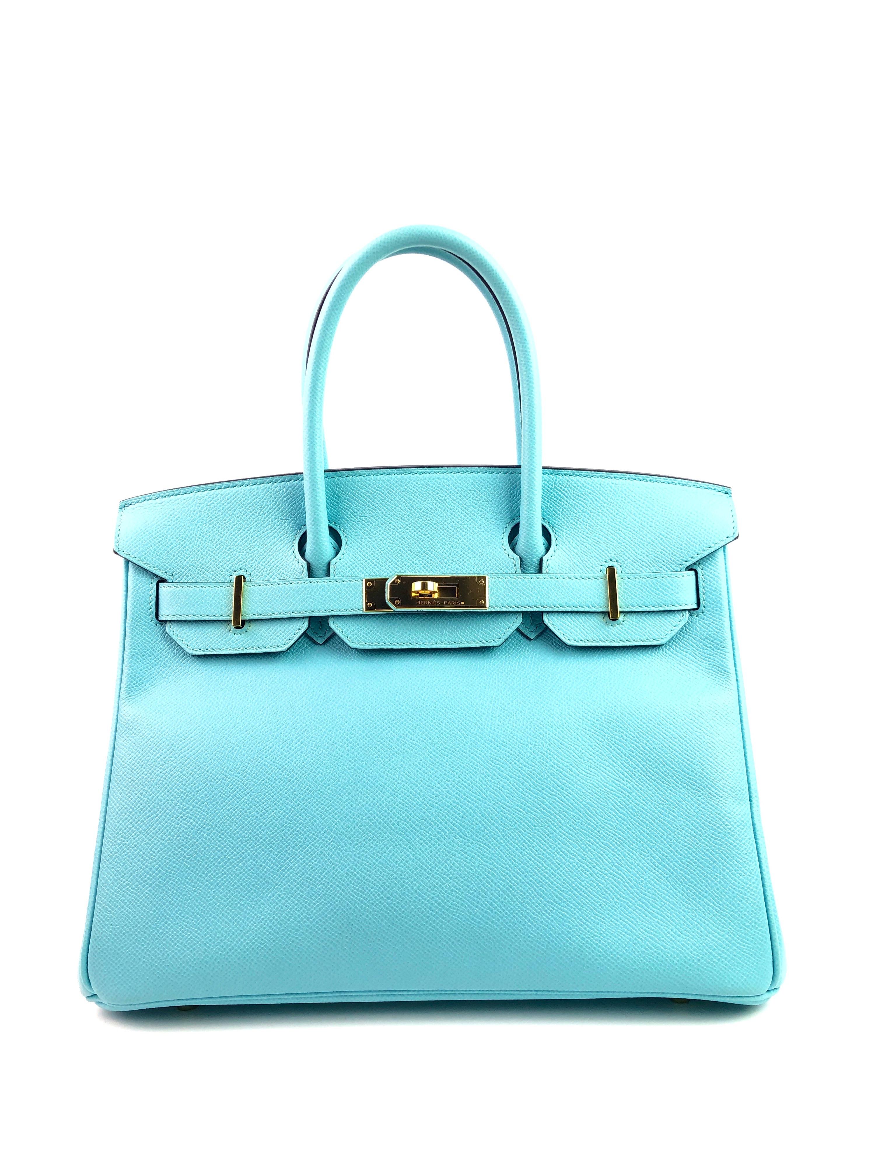 Hermes Birkin 30 Blue Atoll Epsom Gold Hardware. T Stamp 2015 Excellent Pristine Condition, Plastic on hardware, perfect corners and structure.

Shop with Confidence from Lux Addicts. Authenticity Guaranteed! 