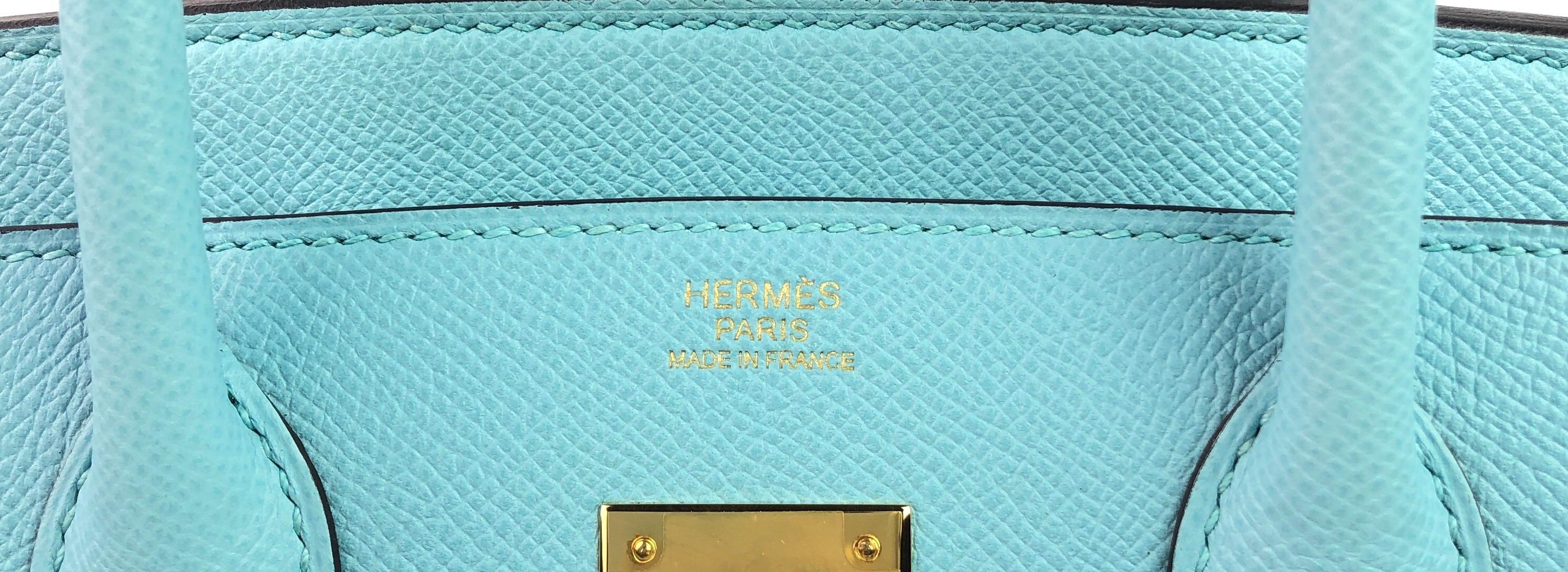 Hermes Birkin 30 Blue Atoll Epsom Gold Hardware In Excellent Condition In Miami, FL