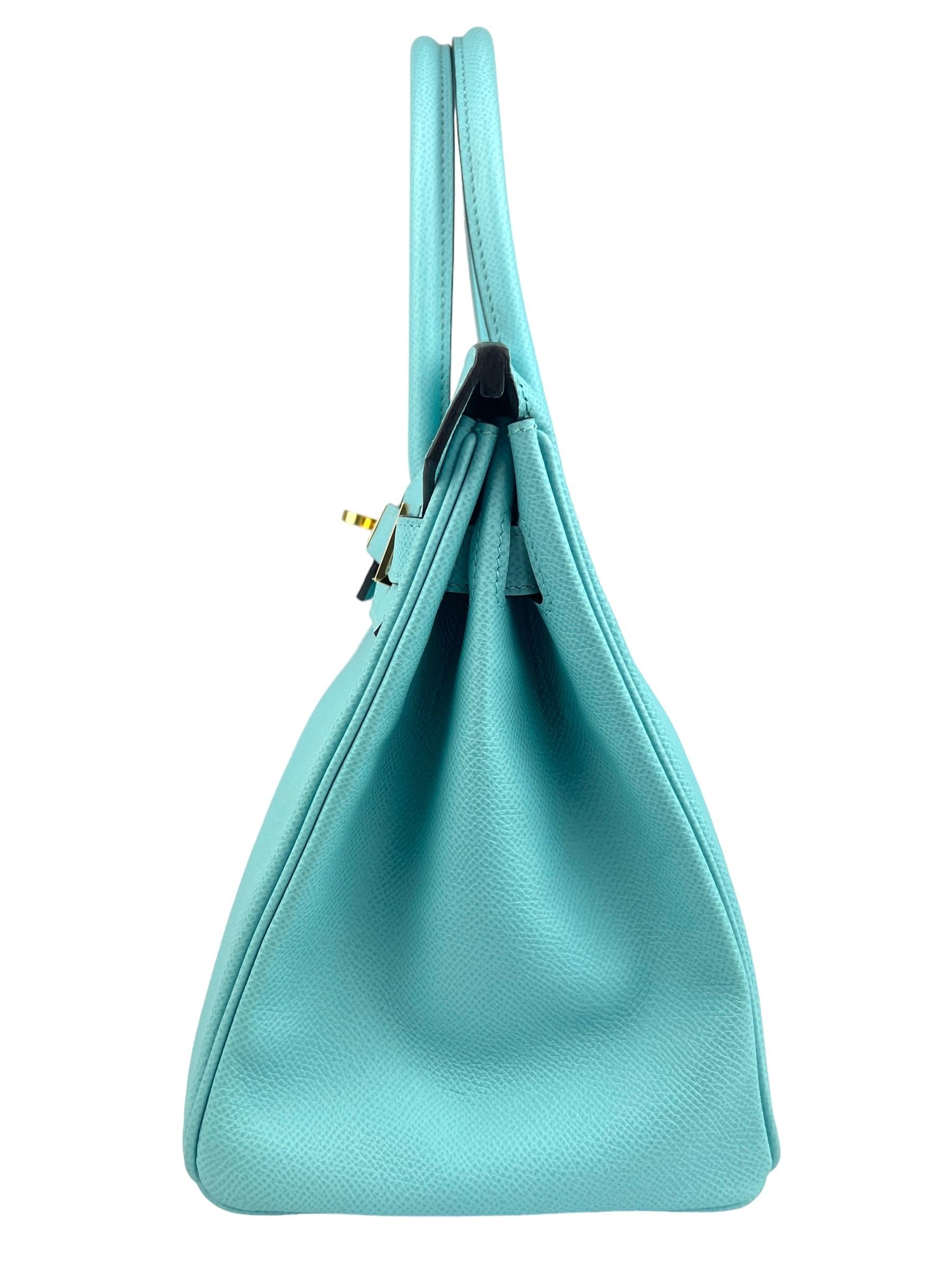 Hermès Birkin 30 Blaue Atoll Tiffany Blau Epsom Gold Hardware  im Angebot 1