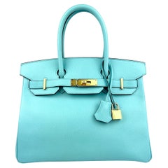Hermès Birkin 30 Blaue Atoll Tiffany Blau Epsom Gold Hardware 