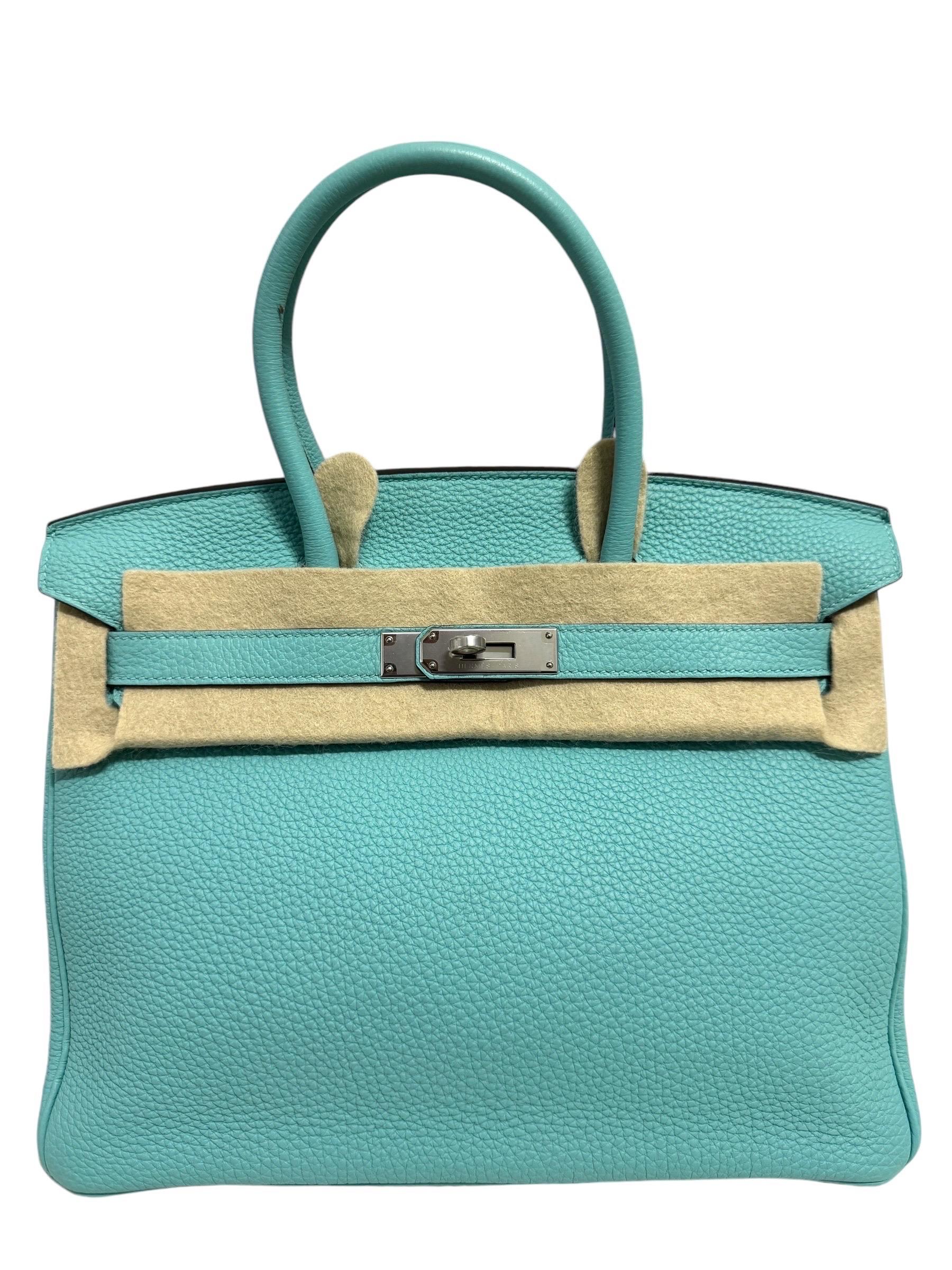 Pristine RARE Hermes Birkin 30 Blue Atoll 