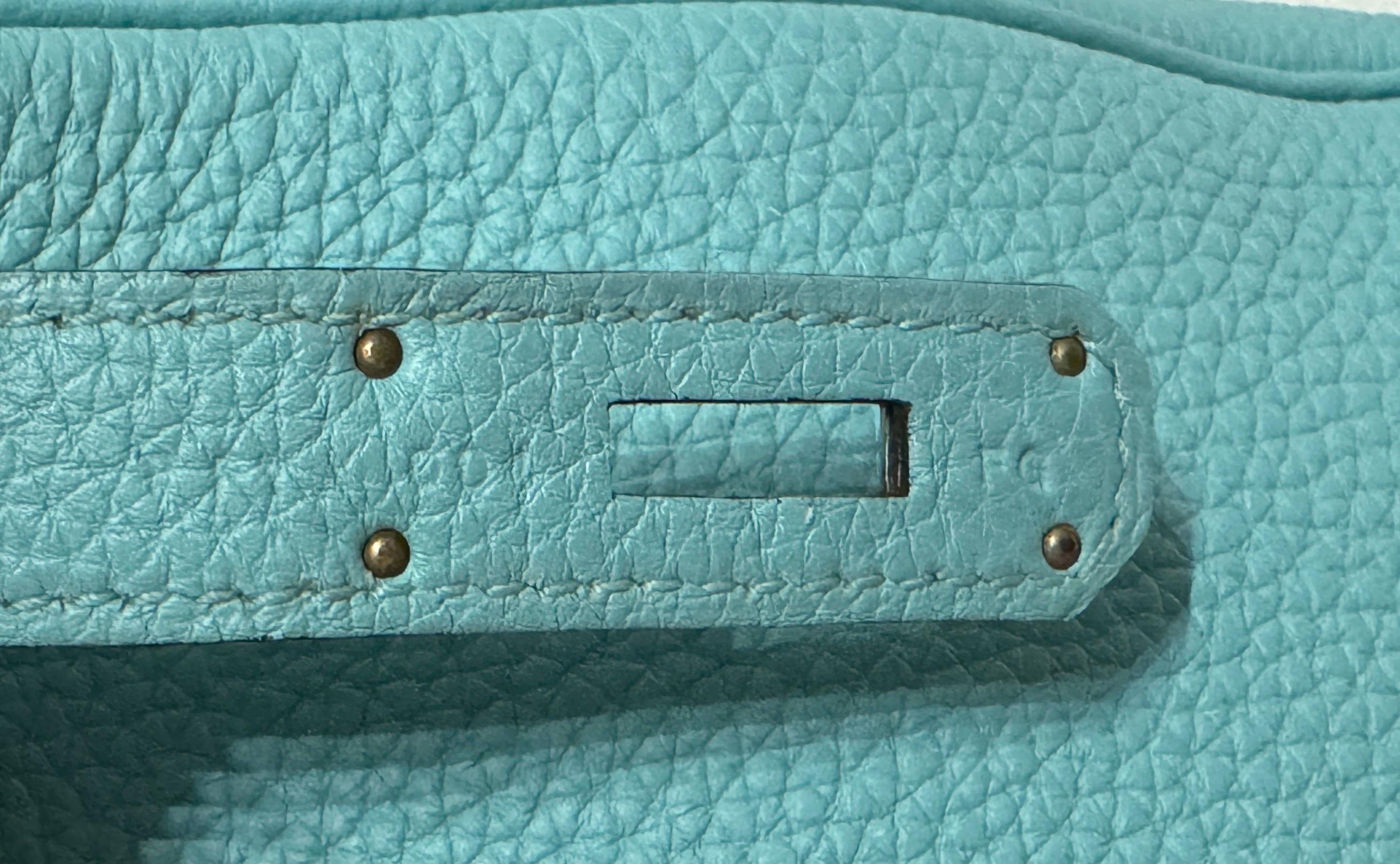 Hermes Birkin 30 Blue Atoll Tiffany Blue Togo Leather Palladium Hardware 5