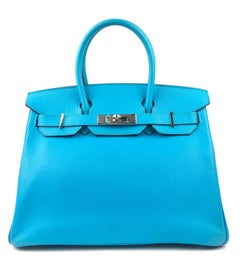 Hermes Birkin 30 Blue Aztec Chèvre Leather Palladium Hardware
