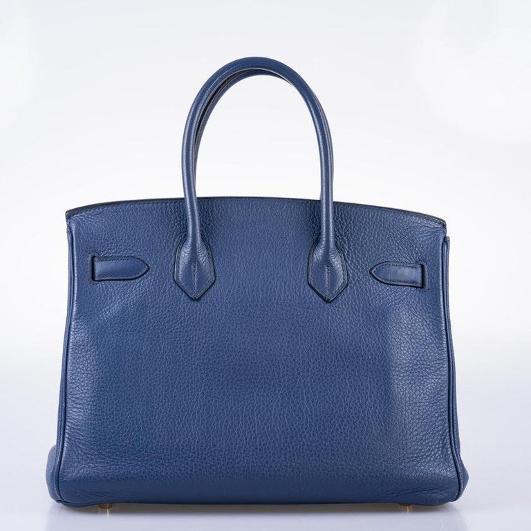 Hermès Birkin 25 Top Handle Bag In Bleu Nuit Togo With Gold Hardware in Blue