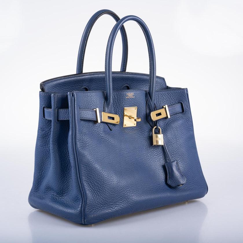 Hermès Birkin 30 Blue Brighton Clemence with Gold Hardware Bag For Sale 4