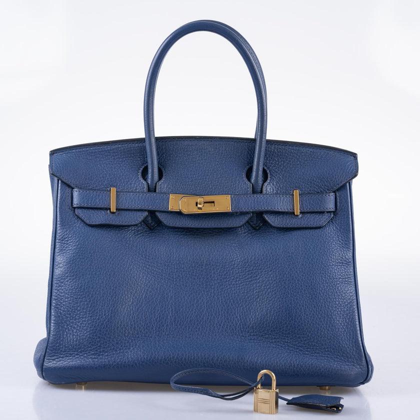 Hermès Birkin 30 Blue Brighton Clemence with Gold Hardware

Blue Brighton, which had a recent revival in 2018, was first released by Hermès in 2006. A deep blue with a periwinkle tinge, Bleu Brighton is loved by many Hermès collectors. This Birkin