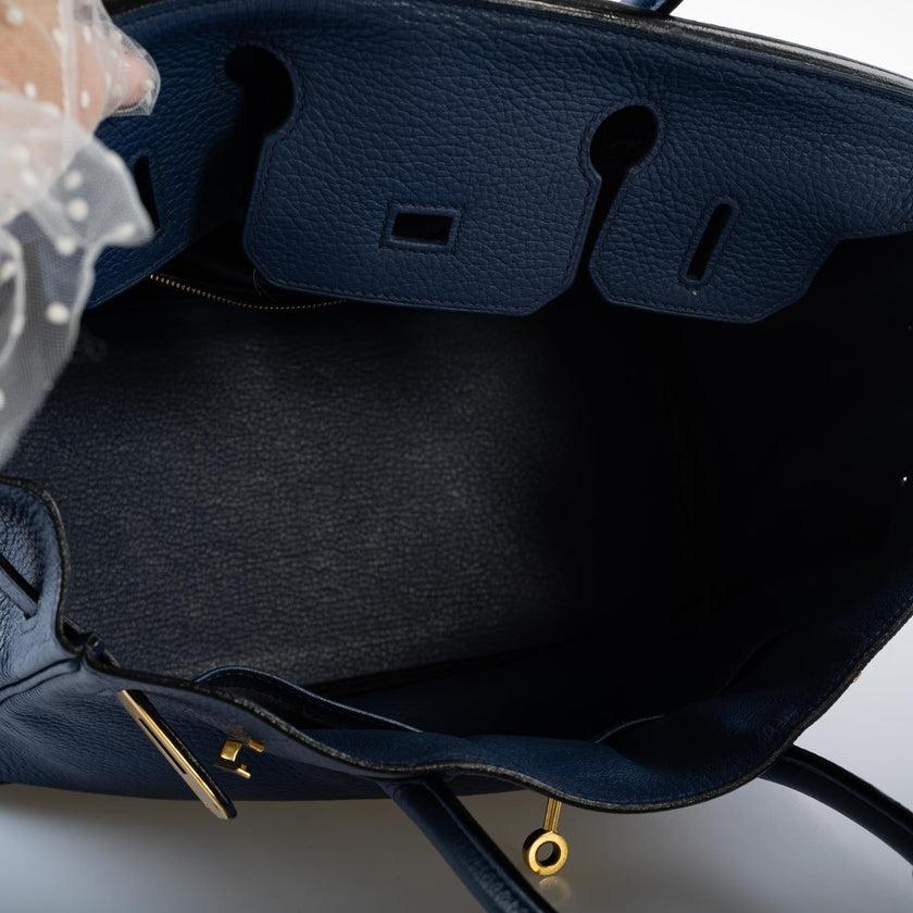 Women's Hermès Birkin 30 Blue Brighton Clemence with Gold Hardware Bag For Sale