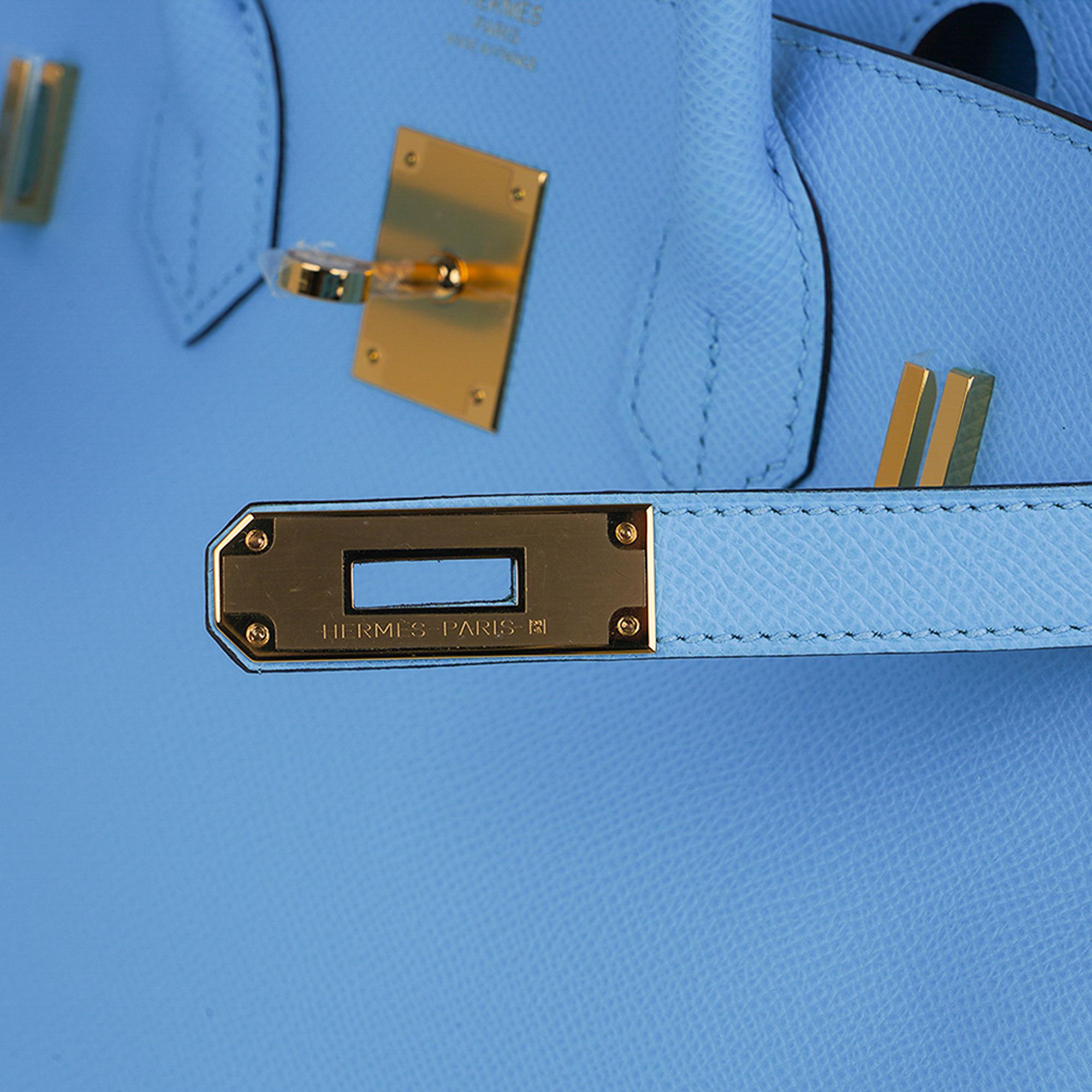 Hermes Birkin 30 Azul Celeste Bolso Herrajes de Oro Piel de Epsom en venta 1