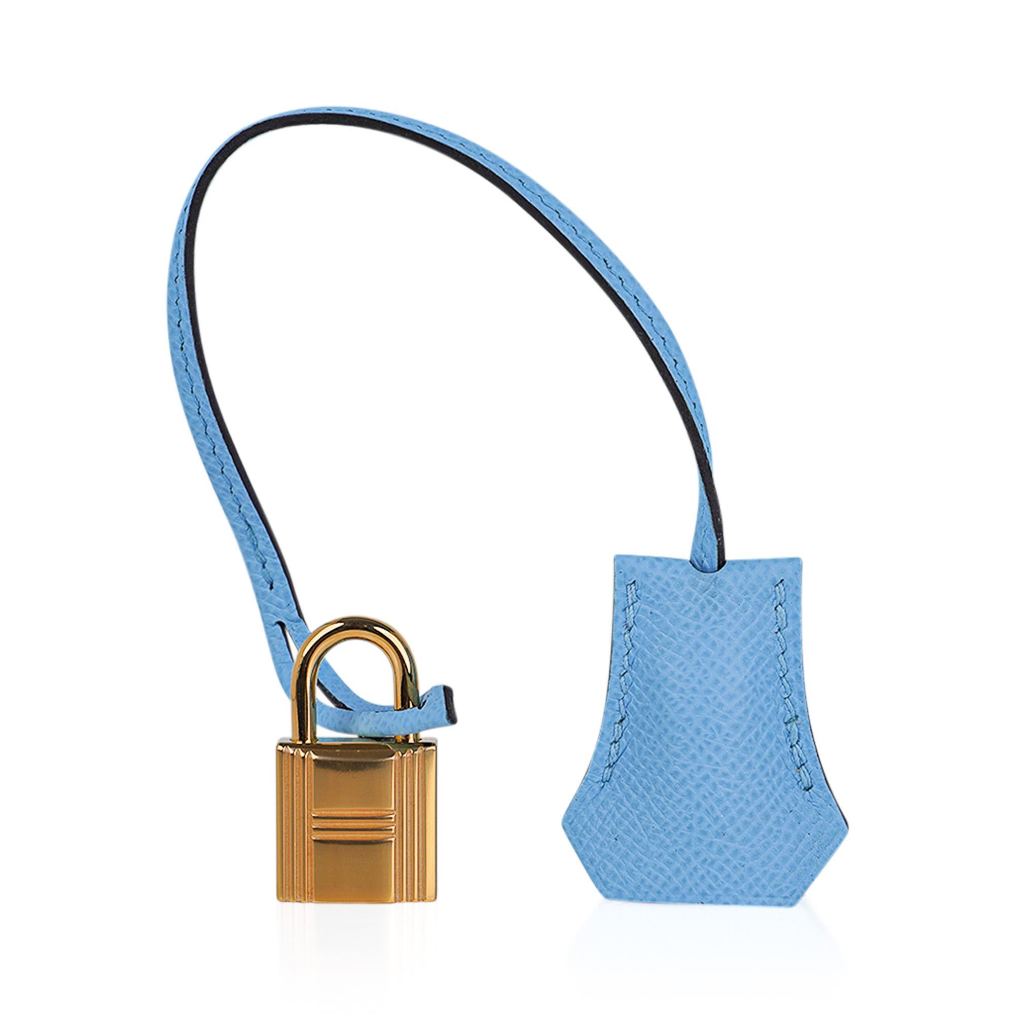 Hermes Birkin 30 Azul Celeste Bolso Herrajes de Oro Piel de Epsom en venta 5