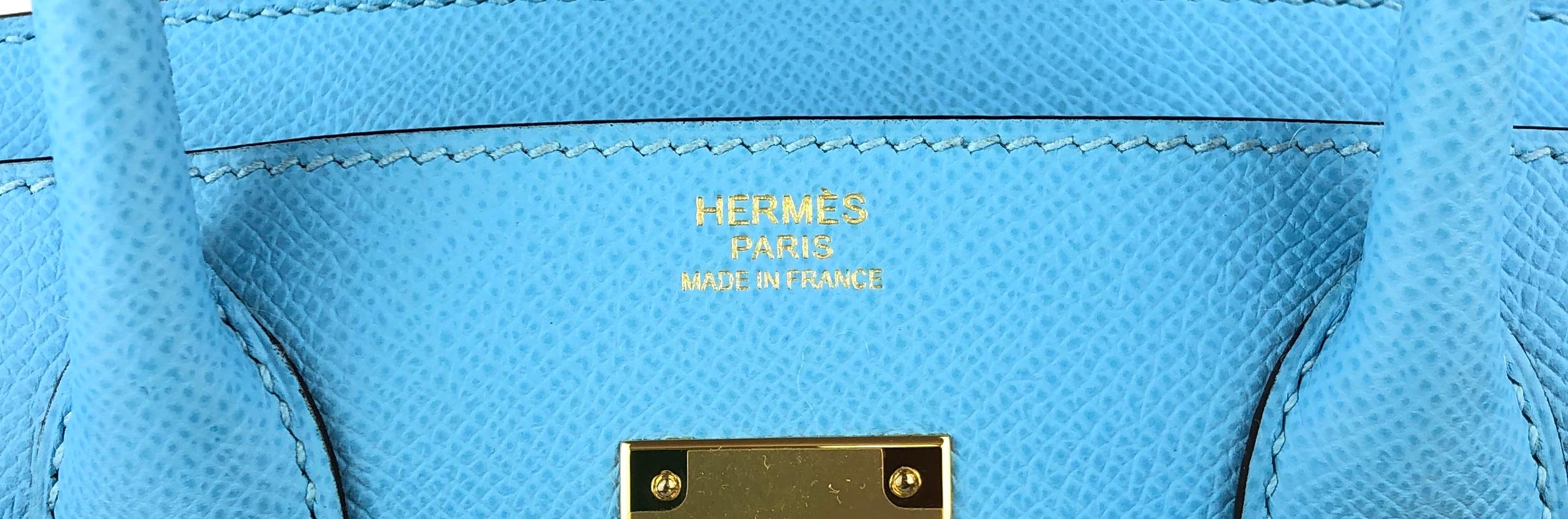 Hermes Birkin 30 Blue Celeste Epsom Leather Gold Hardware 2020 New 2
