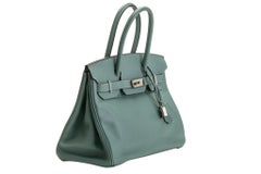 Hermes Birkin 30 Blue Ciel Swift Leather Bag