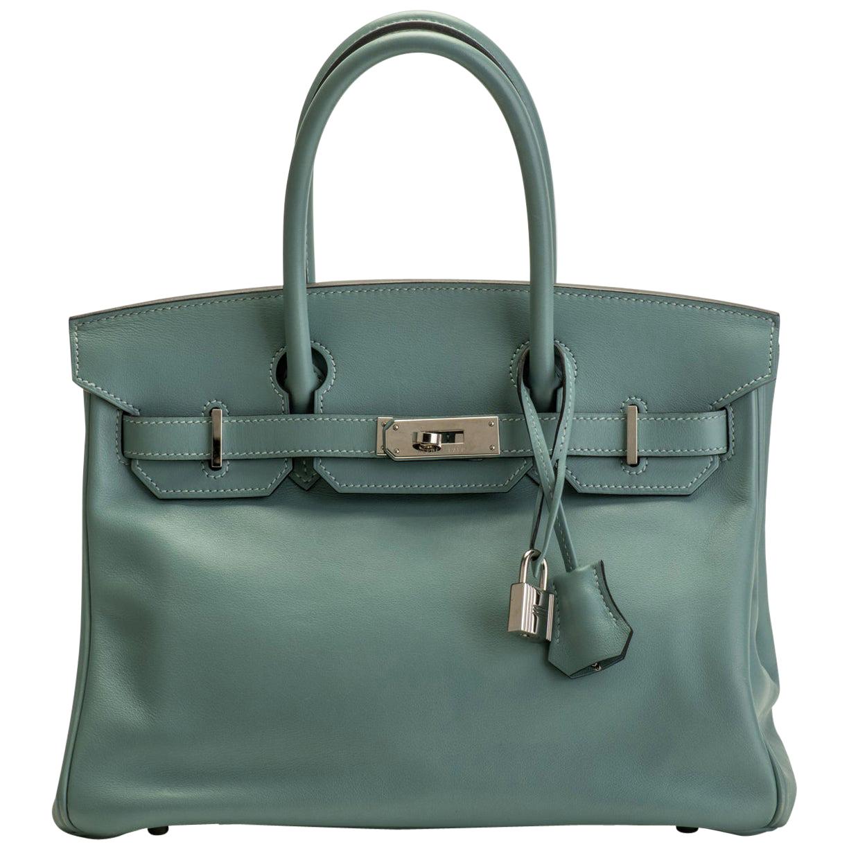 Hermes Birkin 30 Blue Ciel Swift Leather Bag