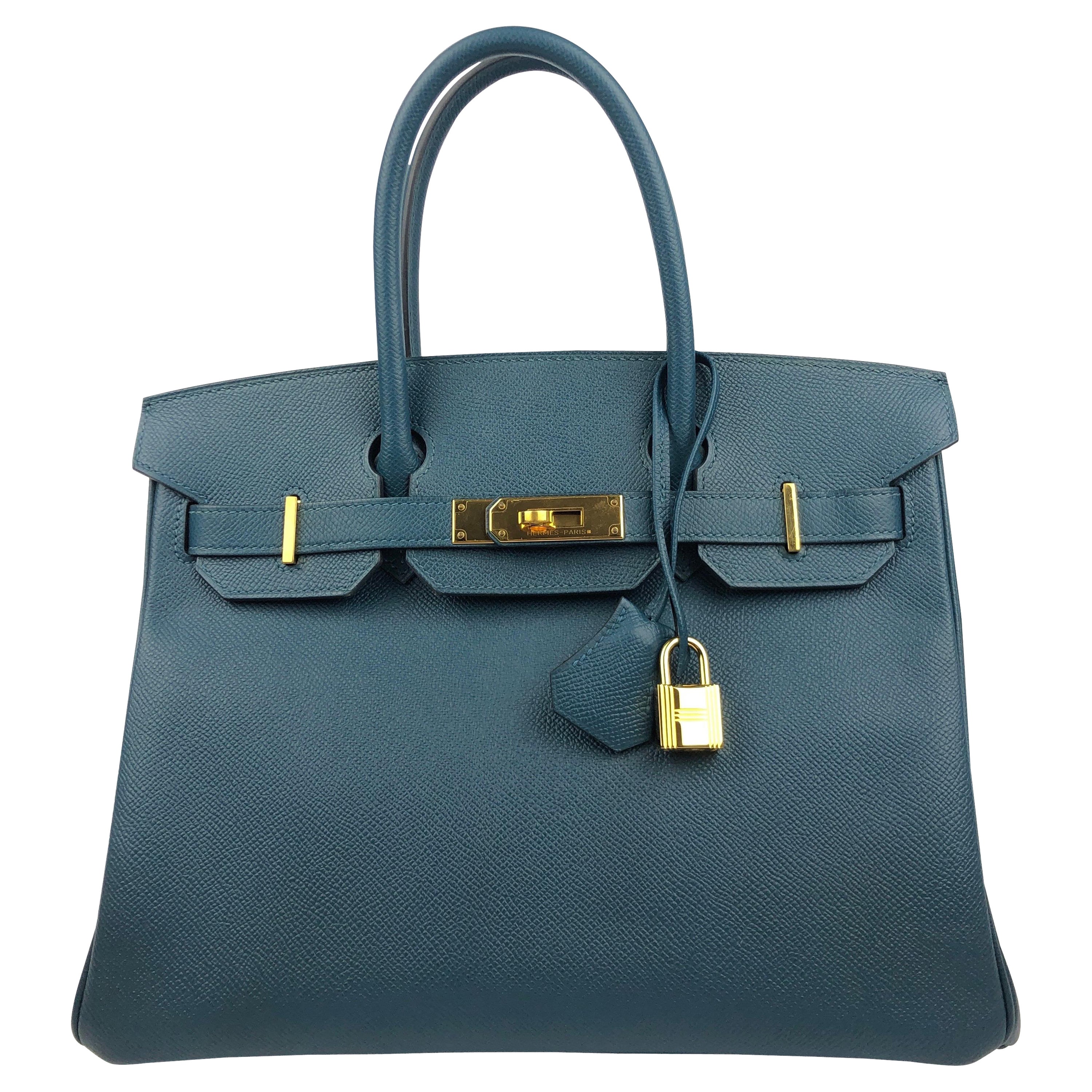 Hermes Birkin 30 Blue Colvert Epsom Gold Hardware