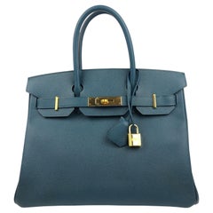 Hermes Birkin 30 Blue Colvert Epsom Gold Hardware