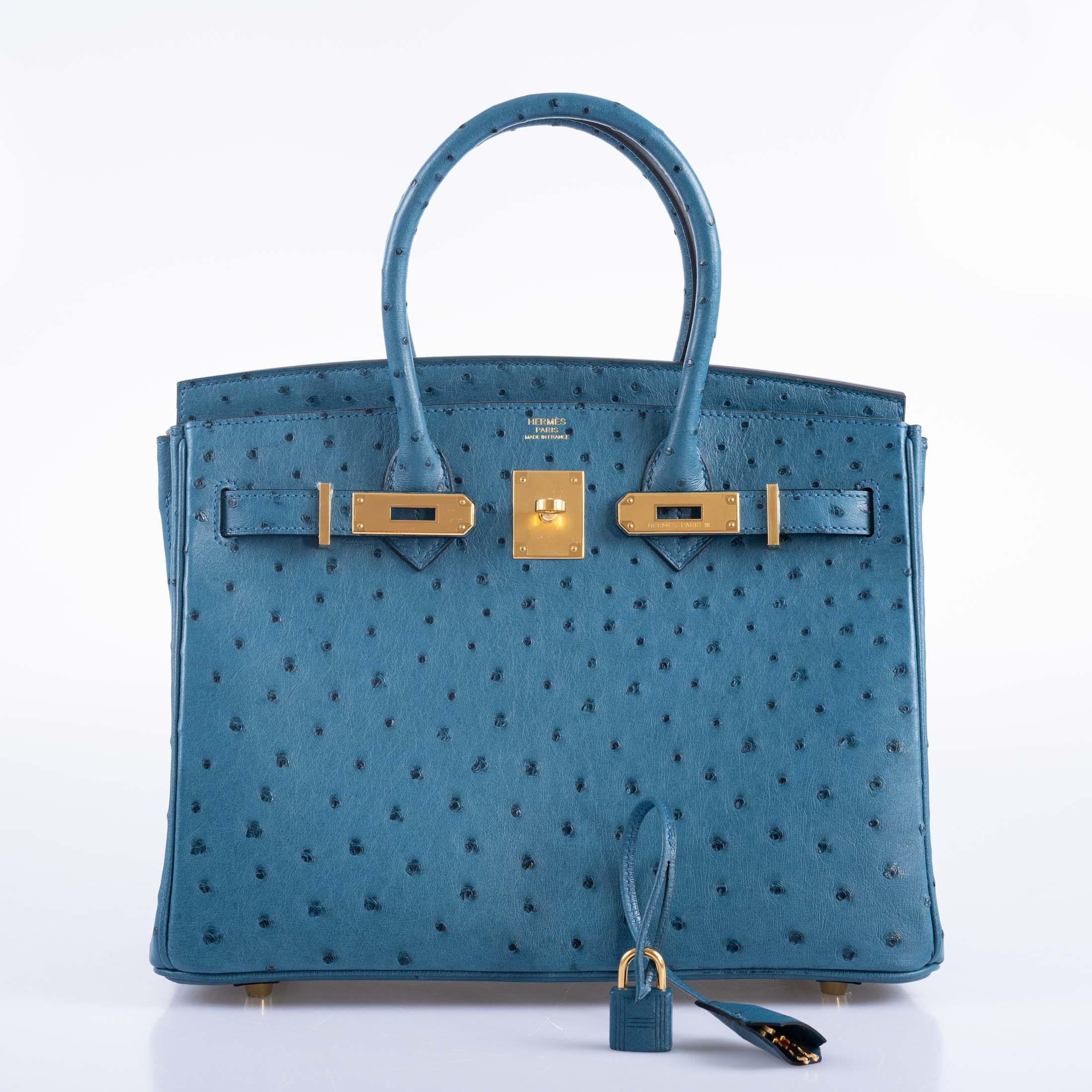 Hermes Birkin 30 Blu Colvert Struzzo Hardware Oro In condizioni Nuovo in vendita a NYC Tri-State/Miami, NY