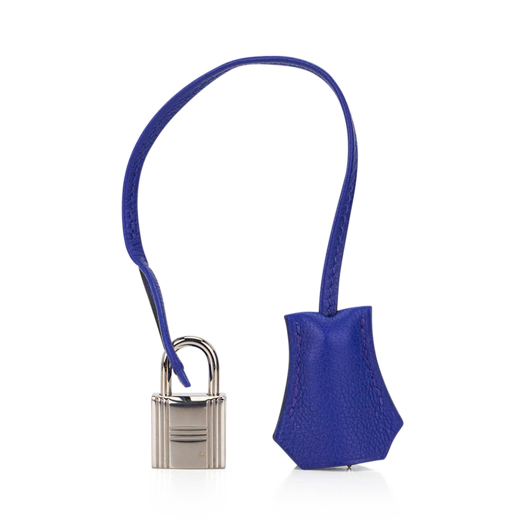 Hermes Birkin 30 Blue Electric Bag Palladium Hardware Novillo Leather For Sale 4