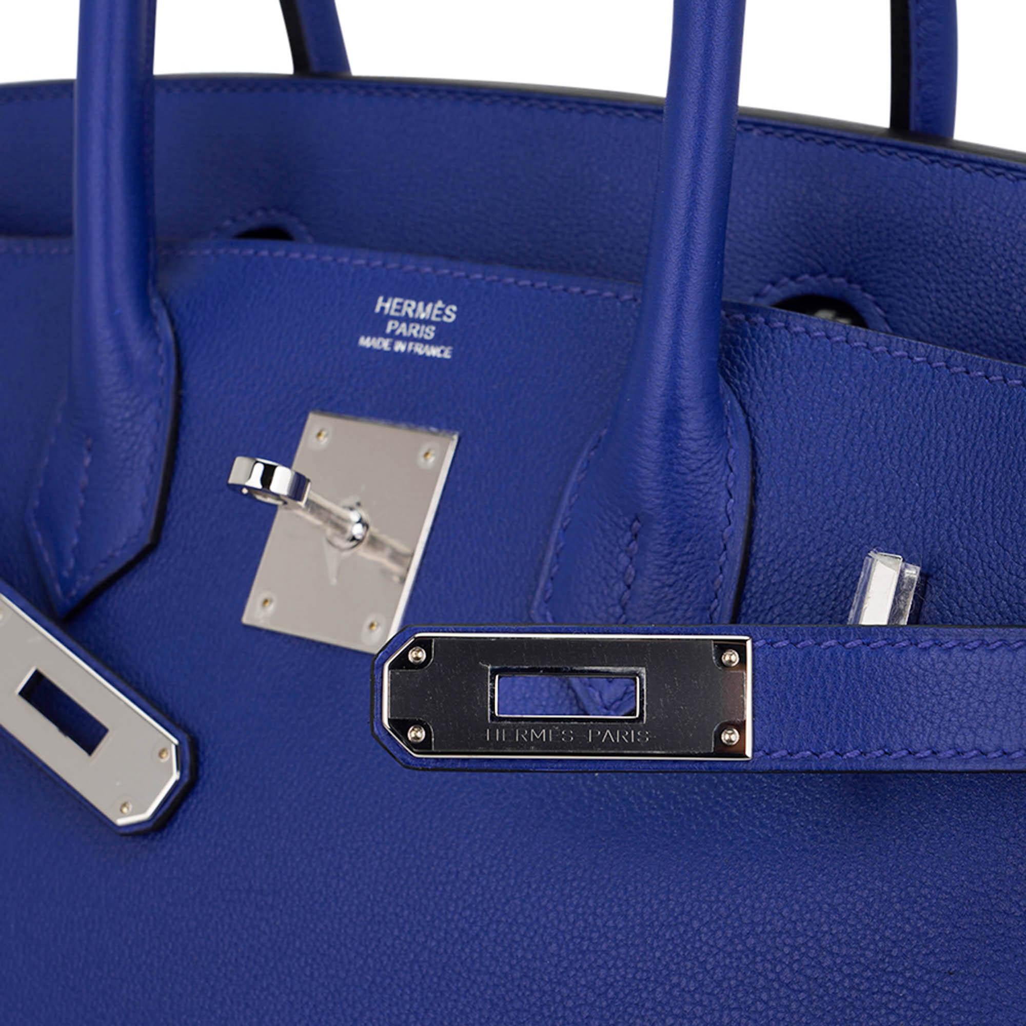 Hermes Birkin 30 Blue Electric Bag Palladium Hardware Novillo Leather