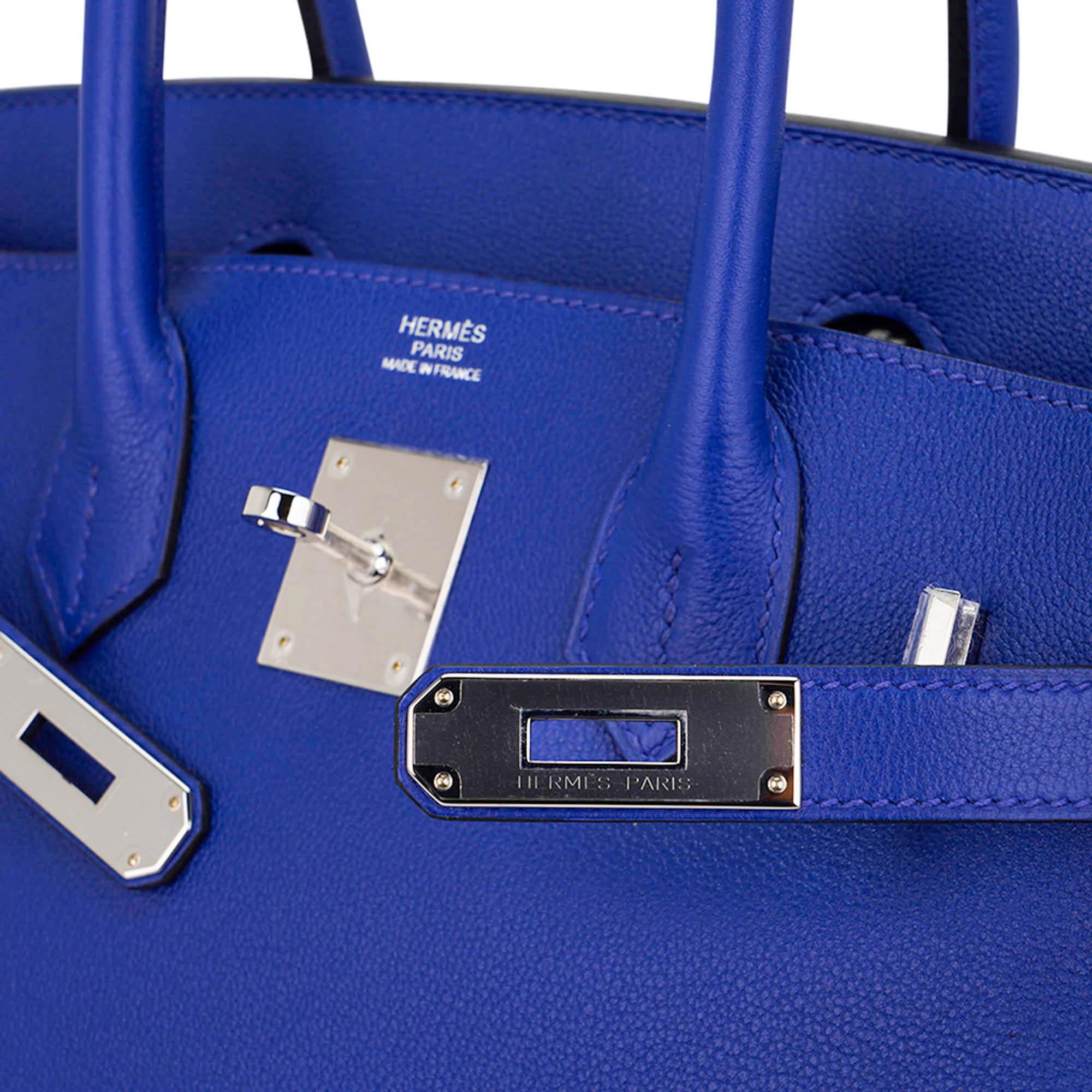 Women's Hermes Birkin 30 Blue Electric Bag Palladium Hardware Novillo Leather