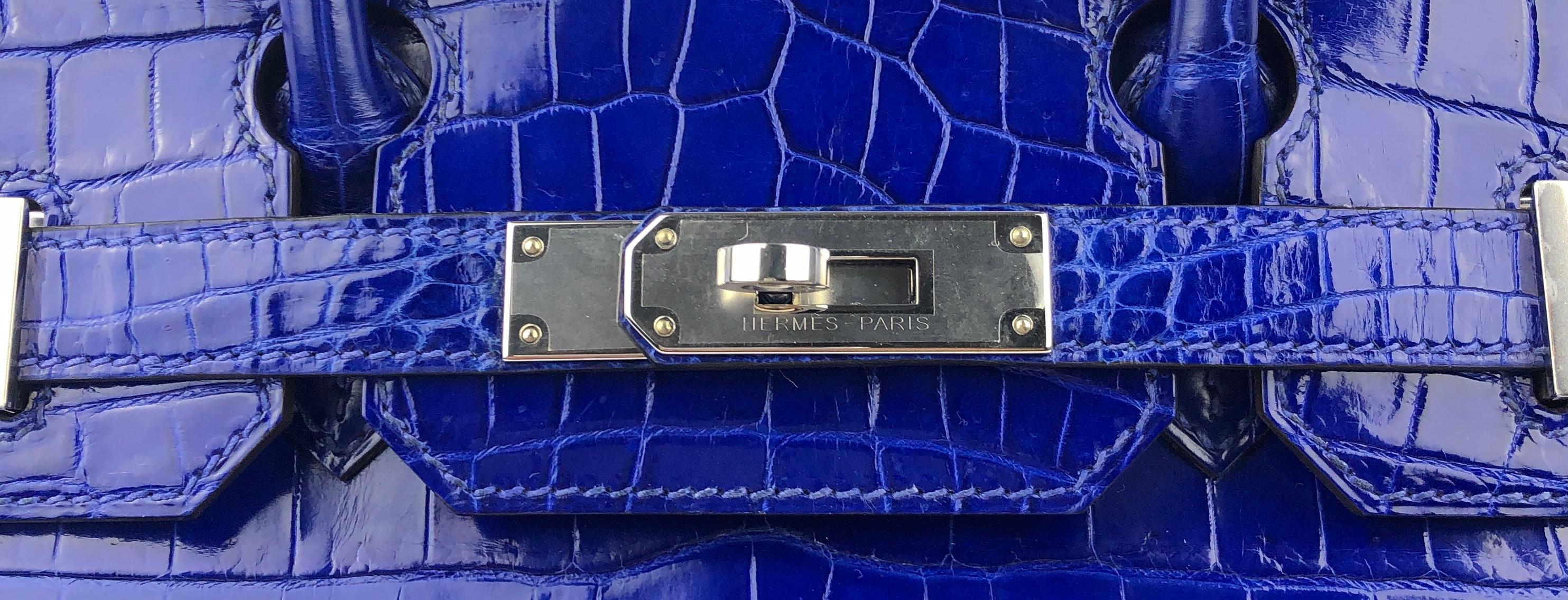 Hermes Birkin 30 Blue Electric Crocodile Palladium Hardware 1