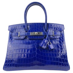 Hermes Birkin 30 Blue Electric Crocodile Palladium Hardware