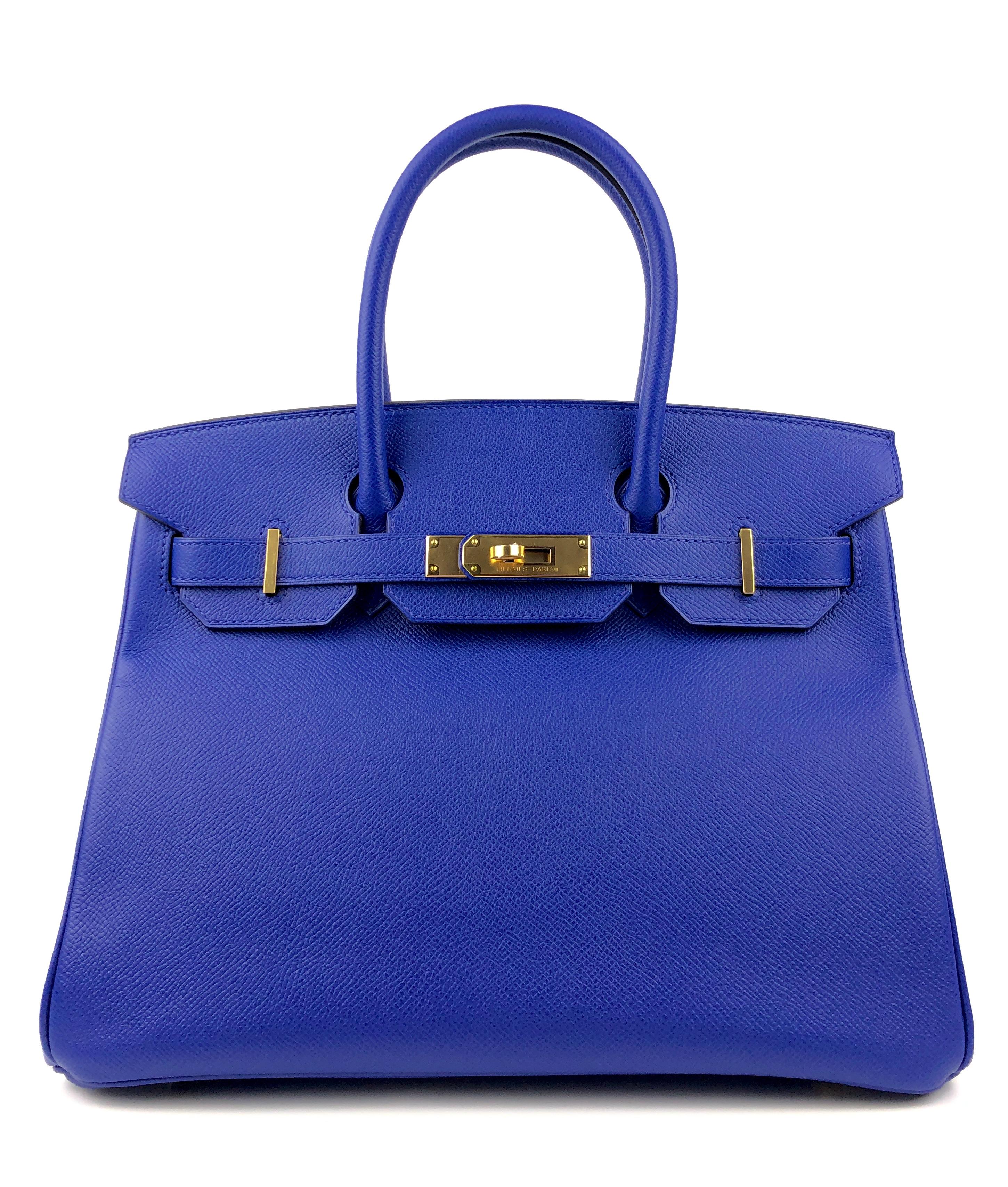 Stunning Hermes Birkin 30 Blue ElectricEpsom Gold Hardware.  As New Condition, Plastic on Hardware and Feet, Excellent corners and Structure. R Stamp 2014.

Shop with Confidence from Lux Addicts. Authenticity Guaranteed!