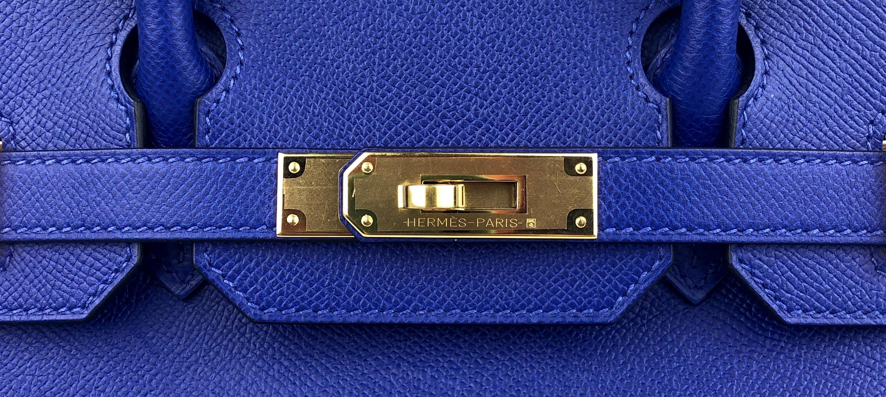 Hermes Birkin 30 Blue Electric Epsom Leather Gold Hardware 2019 In Excellent Condition In Miami, FL