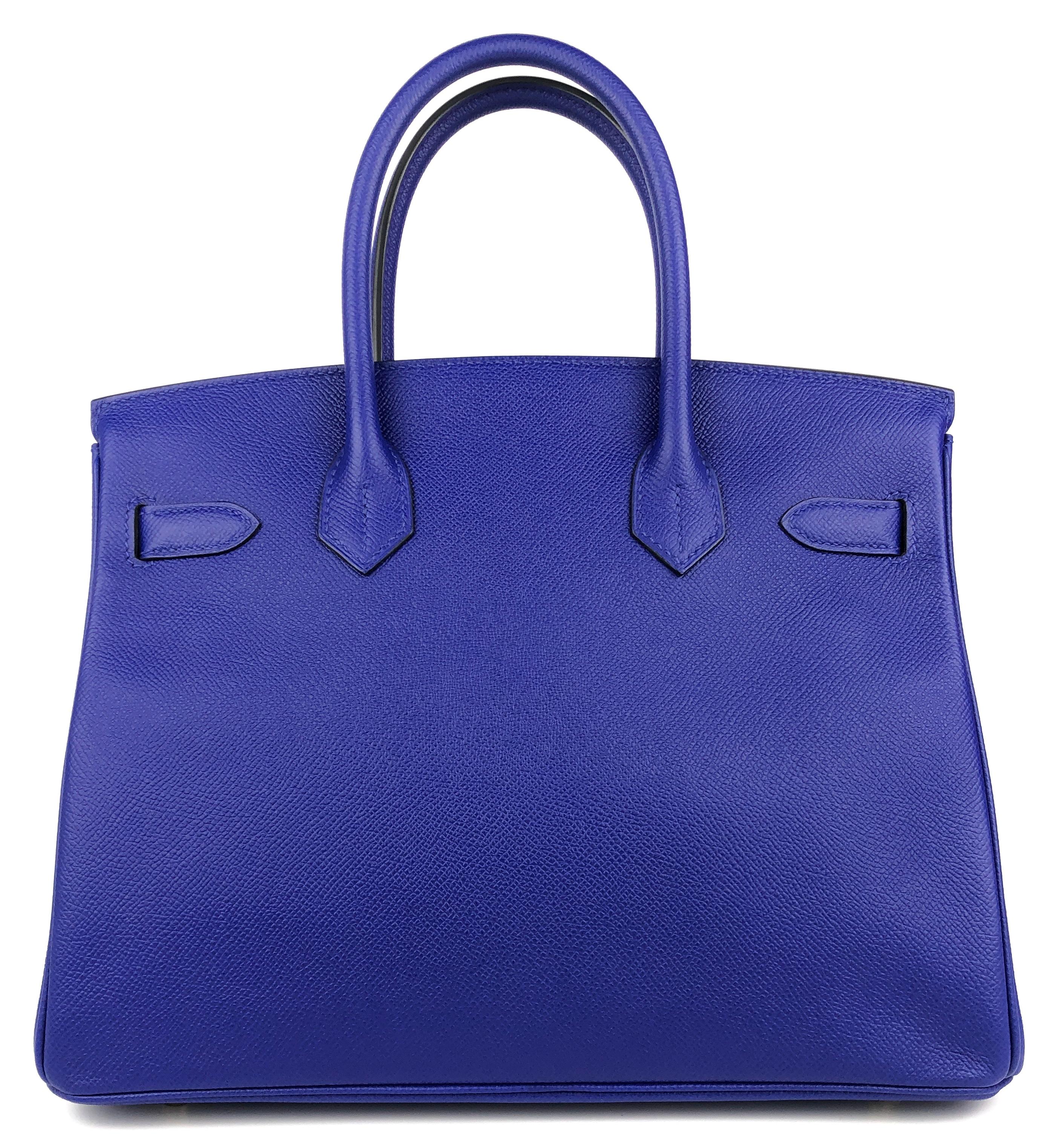 Hermes Birkin 30 Blue Electric Epsom Leather Gold Hardware  In Excellent Condition For Sale In Miami, FL