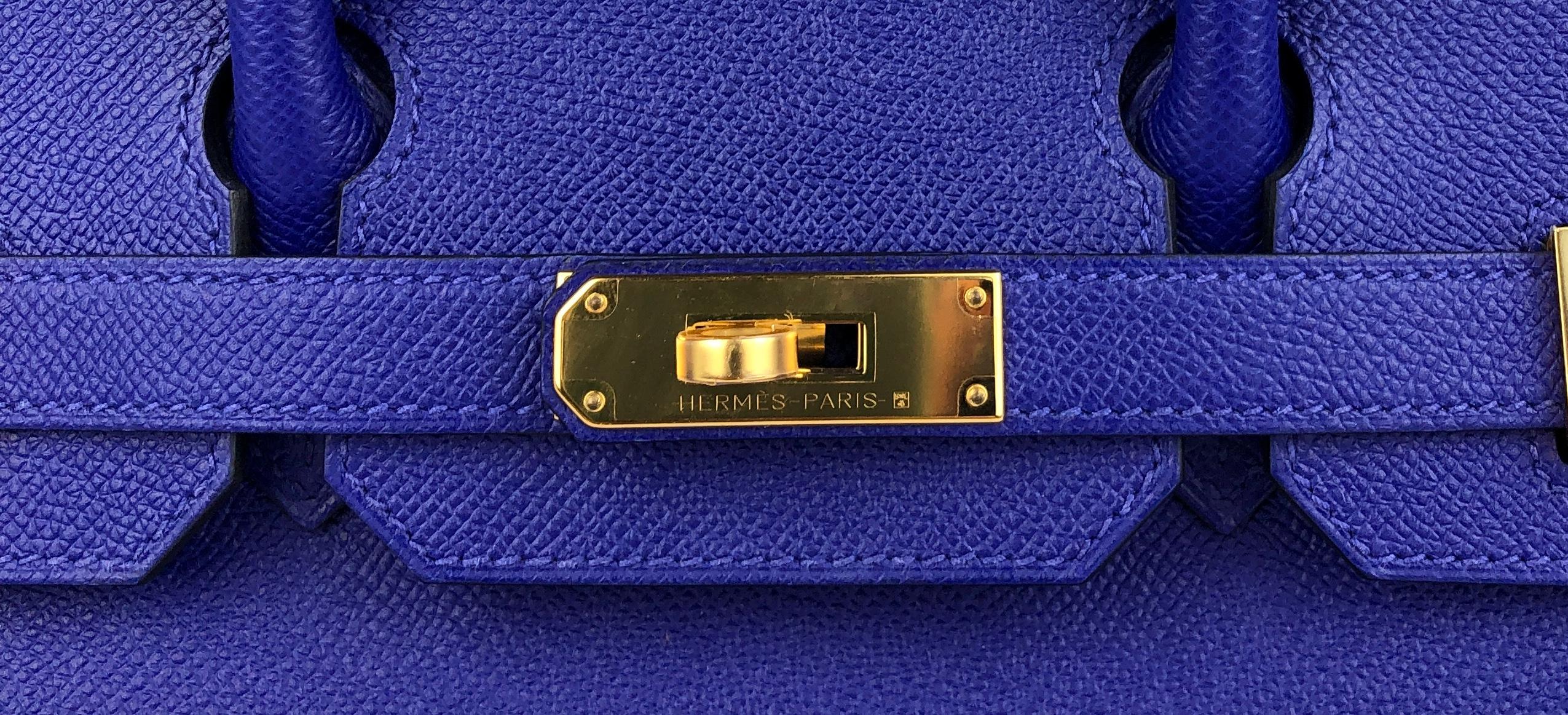 Women's or Men's Hermes Birkin 30 Blue Electric Epsom Leather Gold Hardware  For Sale