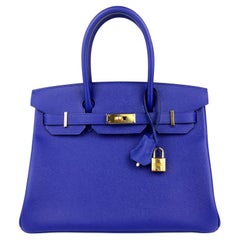 Hermes Birkin 30 Blue Electric Epsom Leather Gold Hardware 