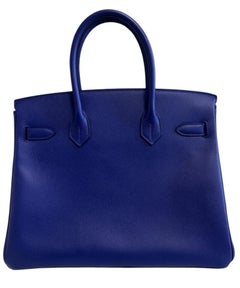 Hermes Birkin 30 Blue Electric Epsom Leather Gold Hardware Top Handle Bag