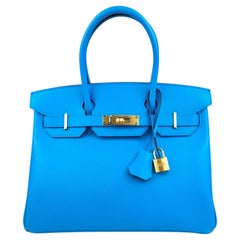 Hermes Birkin 30 Blue Frida Epsom Leather Gold Hardware 2020 New