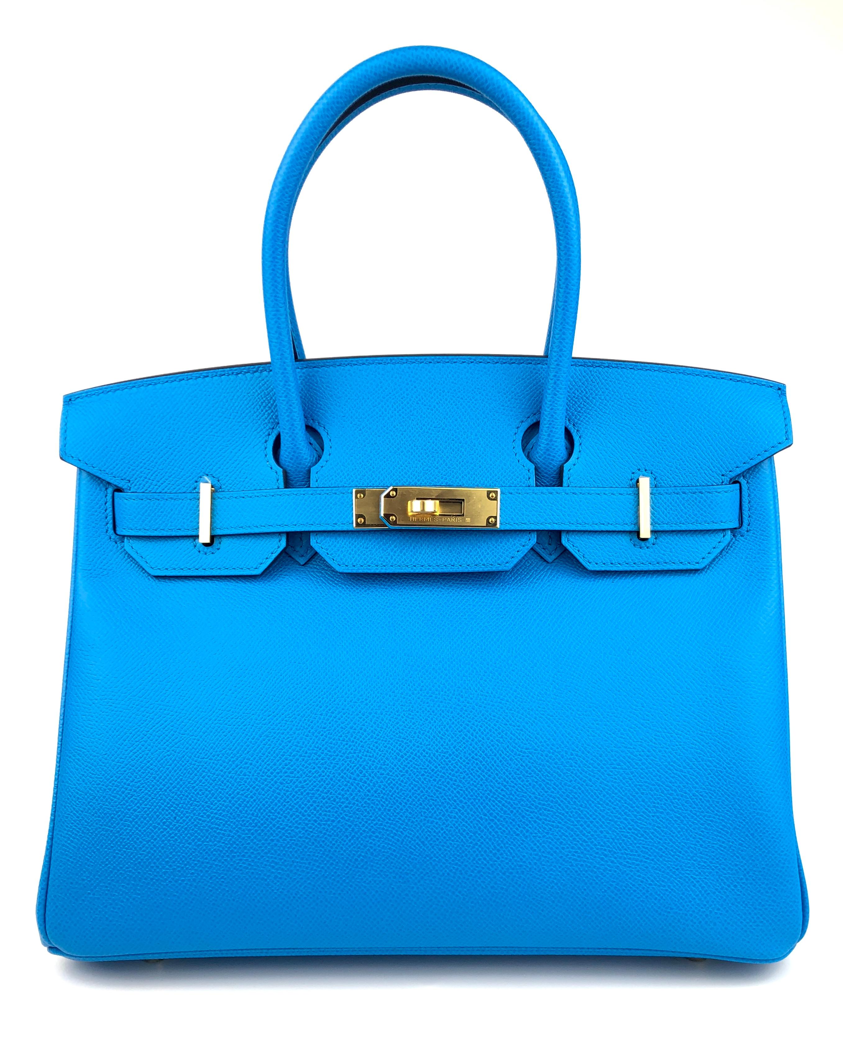 Rare AS NEW 2020 Hermes Birkin 30 Blue Frida Epsom Leather Gold Hardware. Z Stamp 2021. 

Shop with Confidence from Lux Addicts. Authenticity Guaranteed!