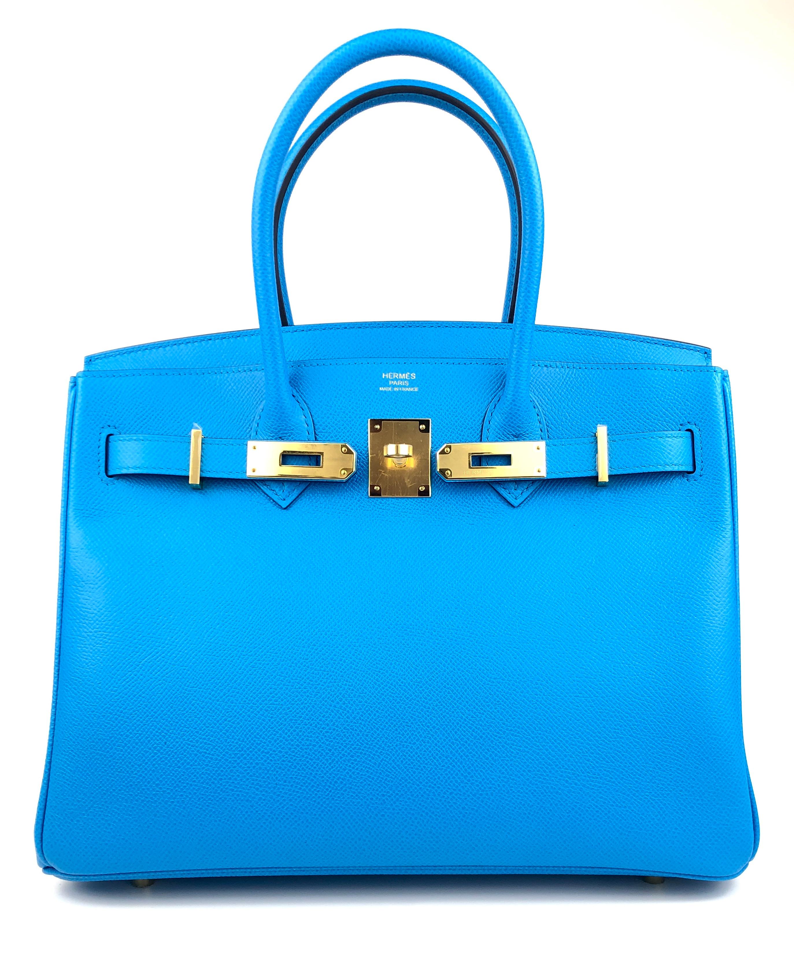 Hermes Birkin 30 Blue Frida Epsom Leather Gold Hardware New In New Condition In Miami, FL